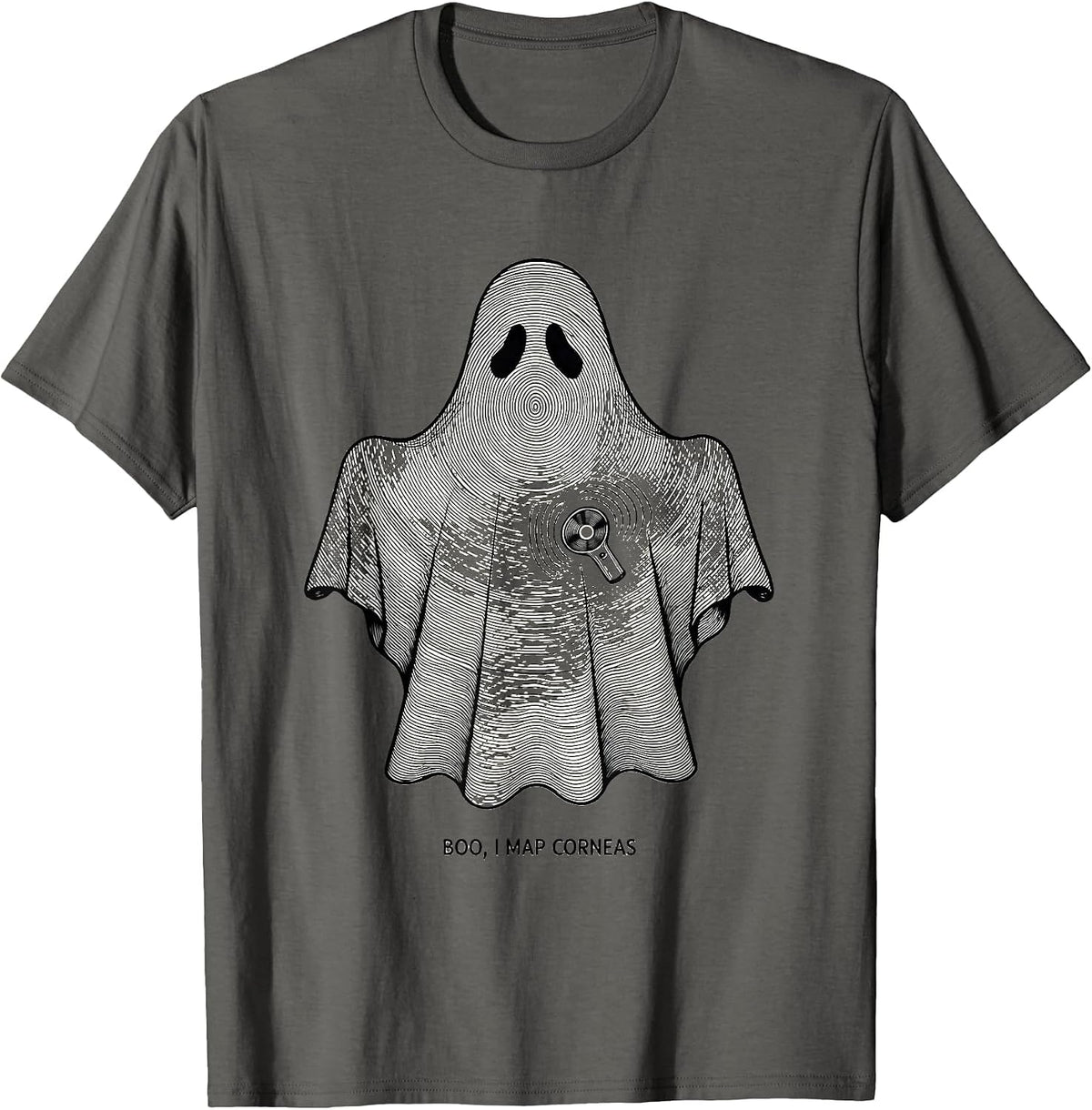 Men's Boo I Map Corneas Funny Optometrist Halloween Eye Doctor T-Shirt - Asphalt Grey