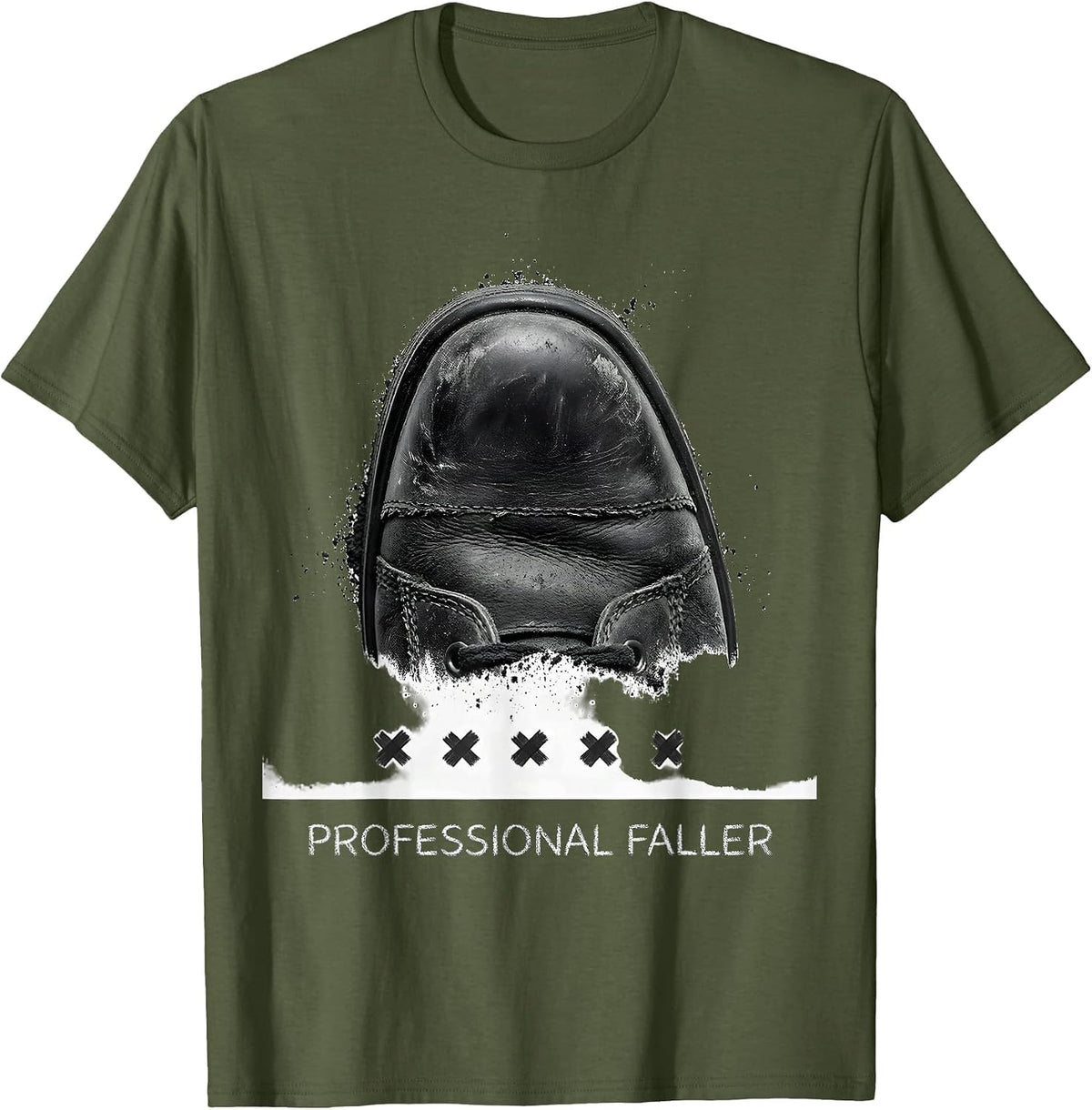 Men's Professional Faller Funny Rock Climbing Bouldering Humor T-Shirt - Olive Green