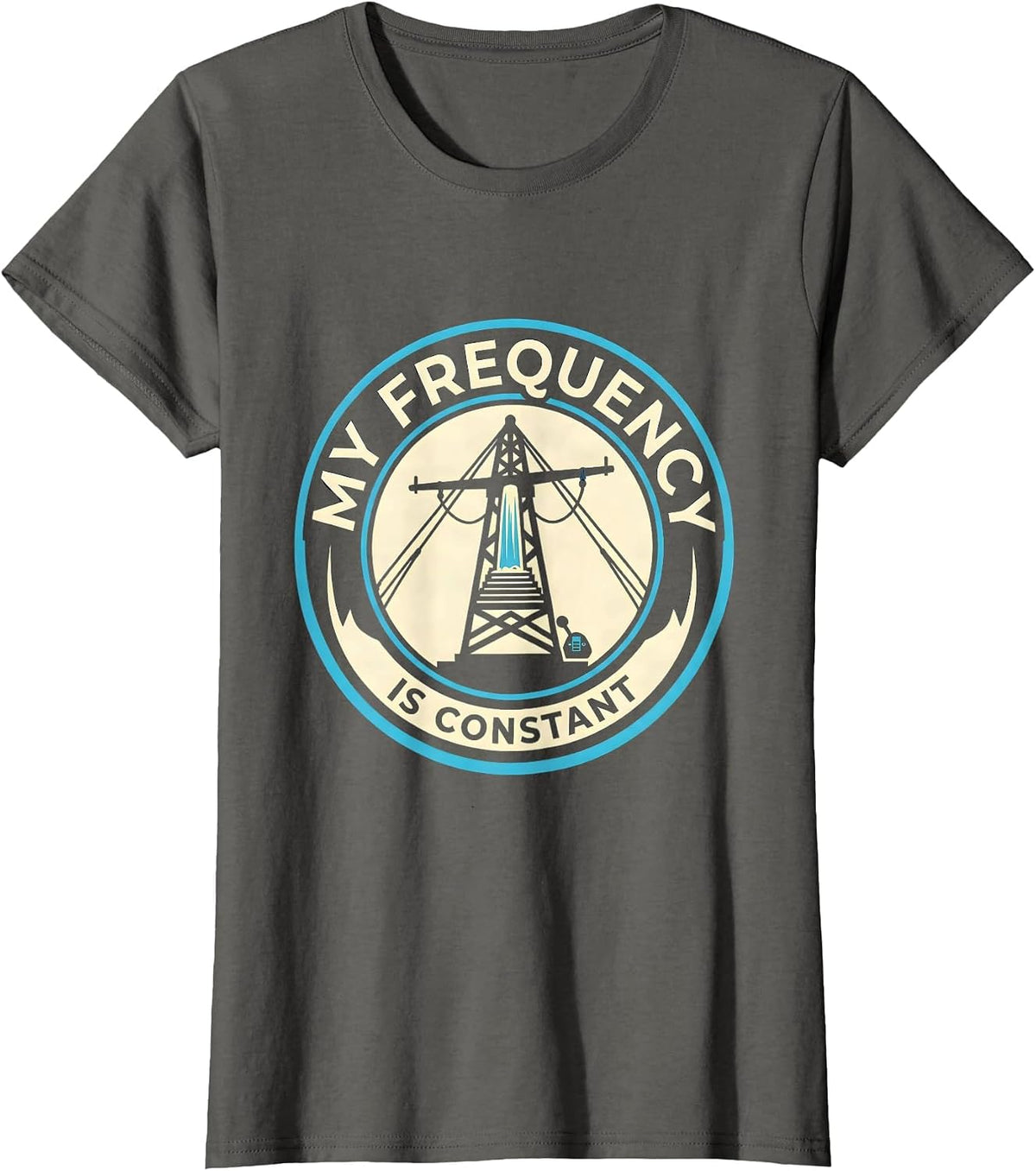 Women's My Frequency Is Constant Funny Ham Radio Operator Hobbyist T-Shirt - Asphalt Grey