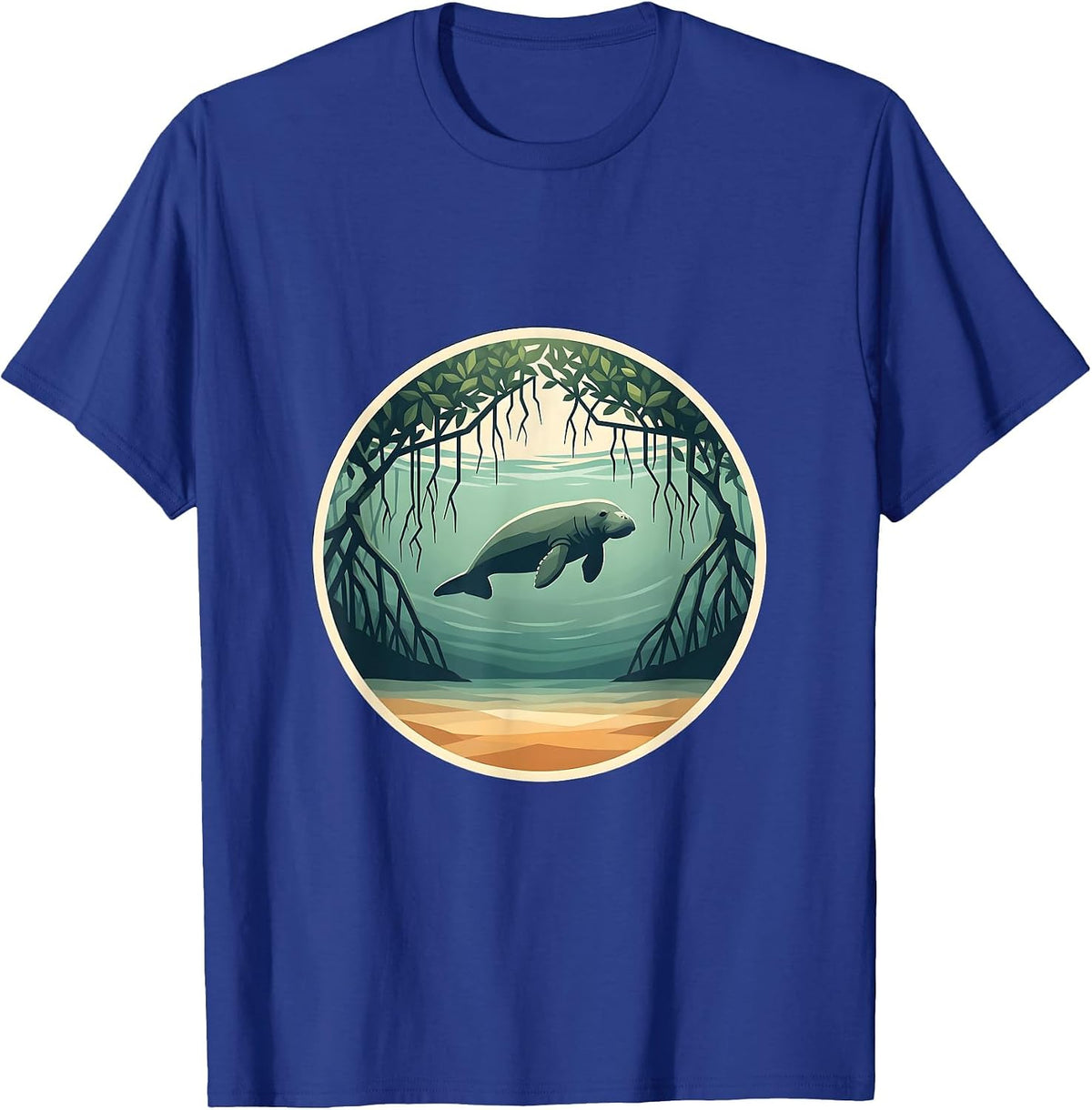 Gulf of America Manatee Mangrove Illustration T-Shirt - Royal Blue