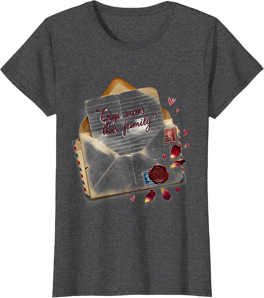 Women's Gigi Runs This Family Grandma Design T-Shirt - Dark Heather Grey