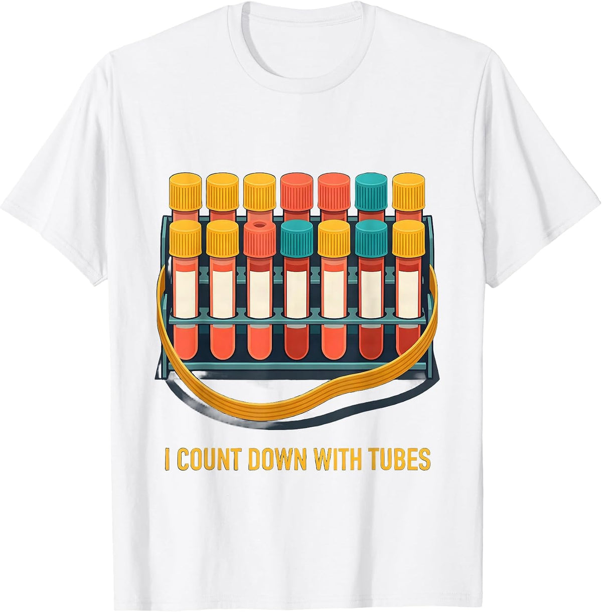 Men's I Count Down With Tubes Funny Phlebotomist Christmas Holiday T-Shirt - White