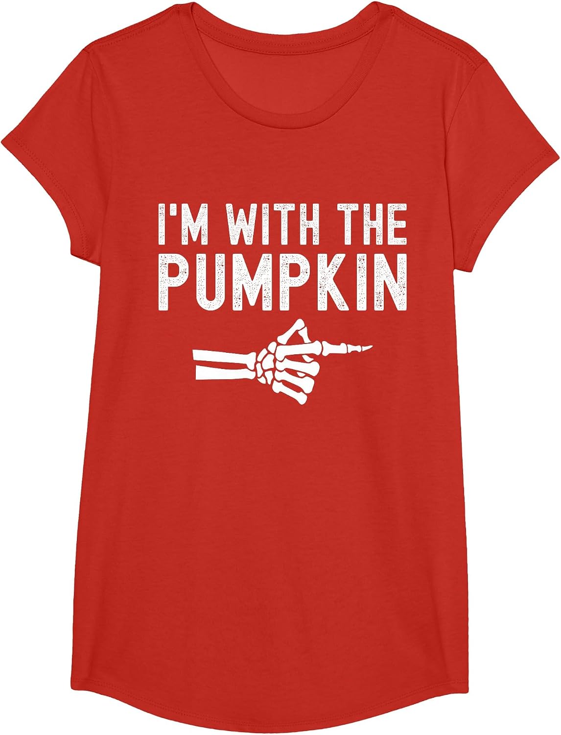 I'm with The Pumpkin Funny Skeleton Halloween Couples T-Shirt - Girls Red