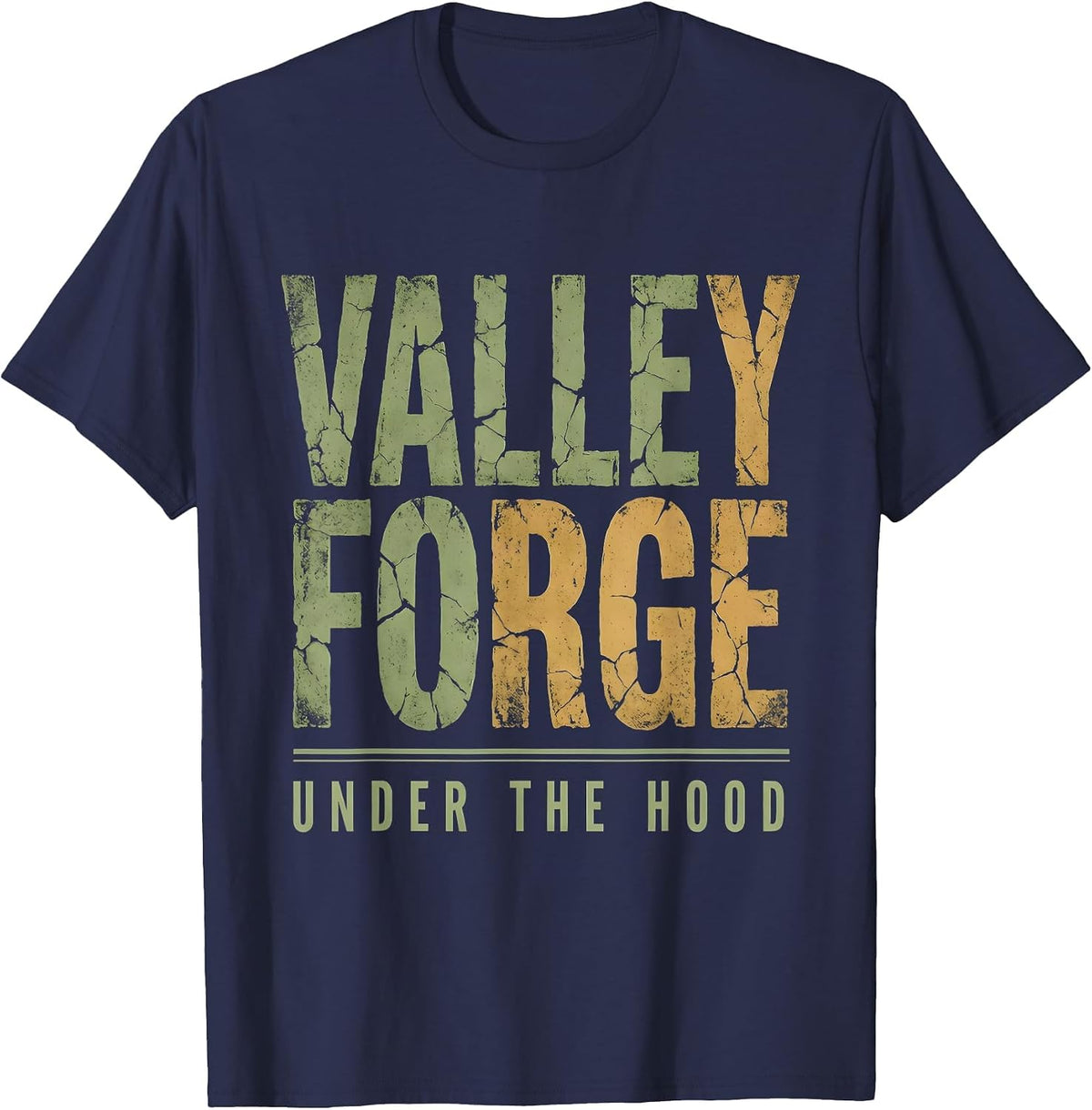Valley Forge Under The Hood Automotive Design T-Shirt - Navy Blue