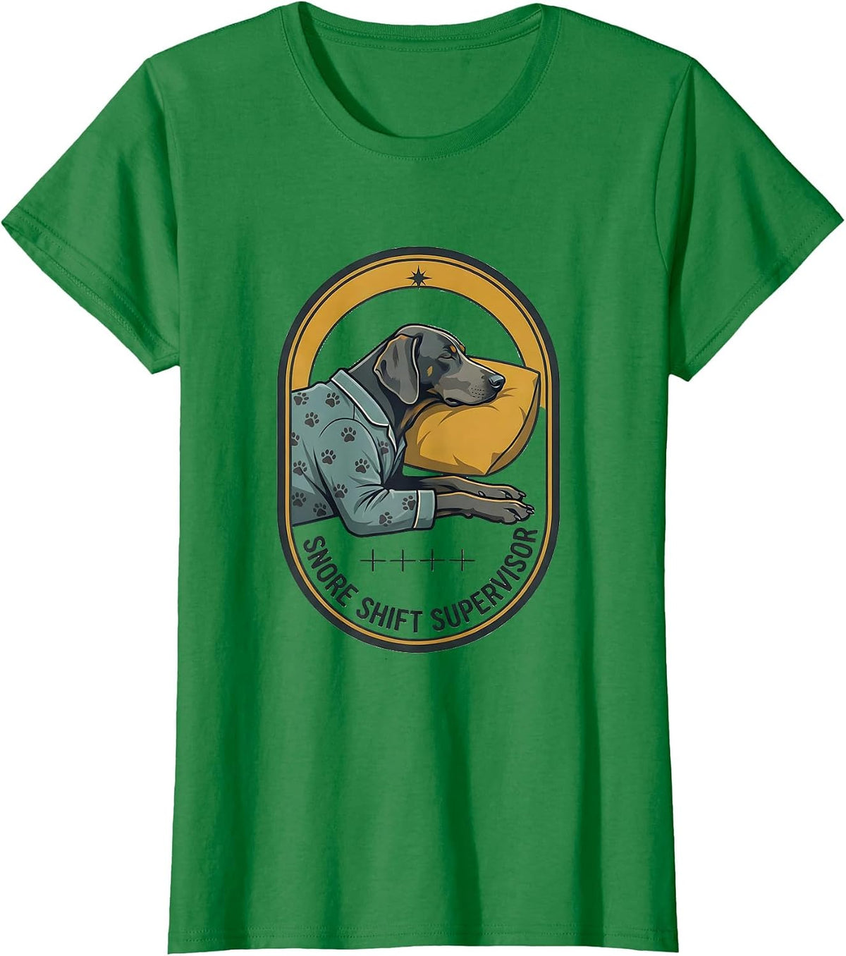 Women's Snore Shift Supervisor Funny Sleepy Weimaraner Pajama Men T-Shirt - Kelly Green
