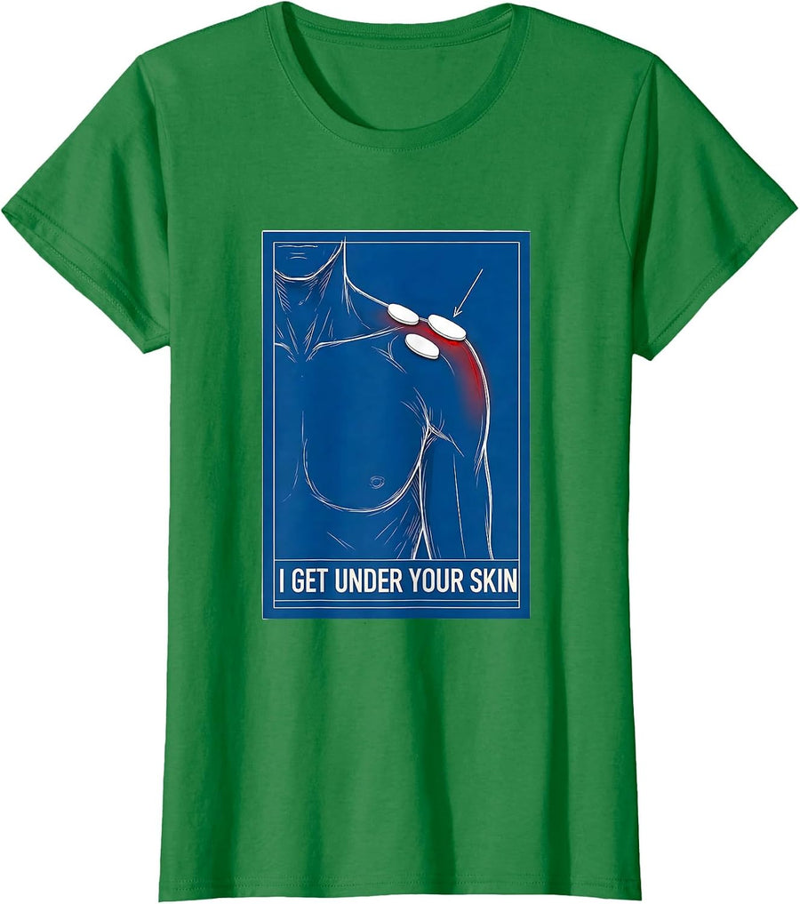 Women's I Get Under Your Skin Funny Physical Therapist Massage T-Shirt - Kelly Green