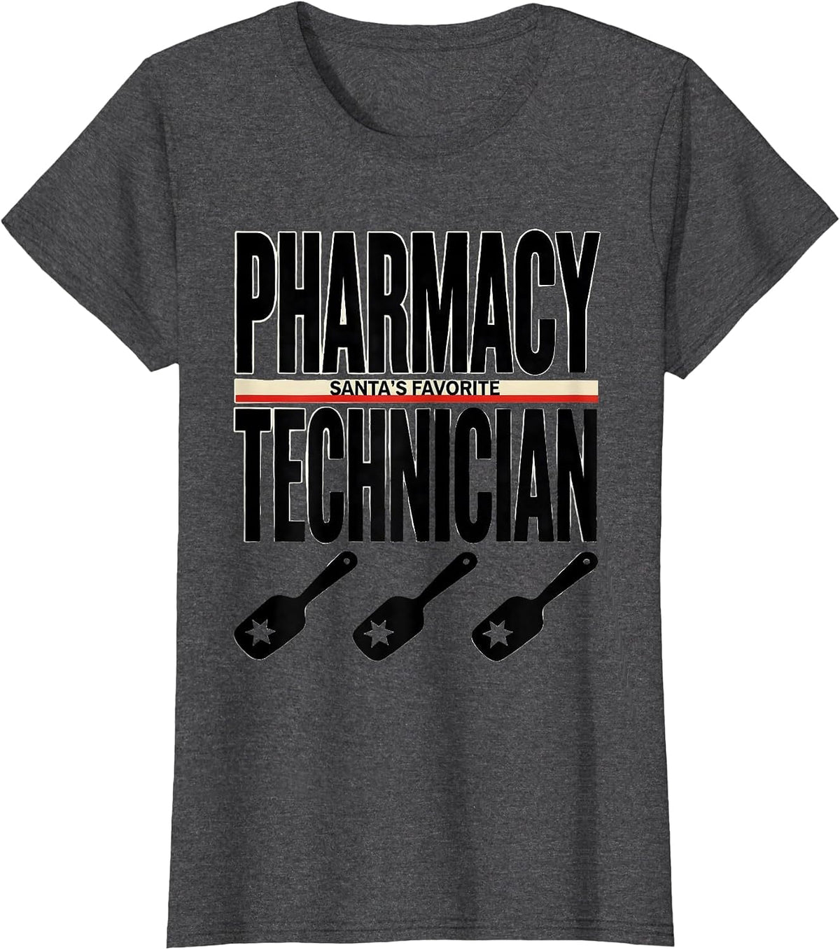 Women's Santa's Favorite Pharmacy Technician Funny Medical Tech T-Shirt - Dark Heather Grey