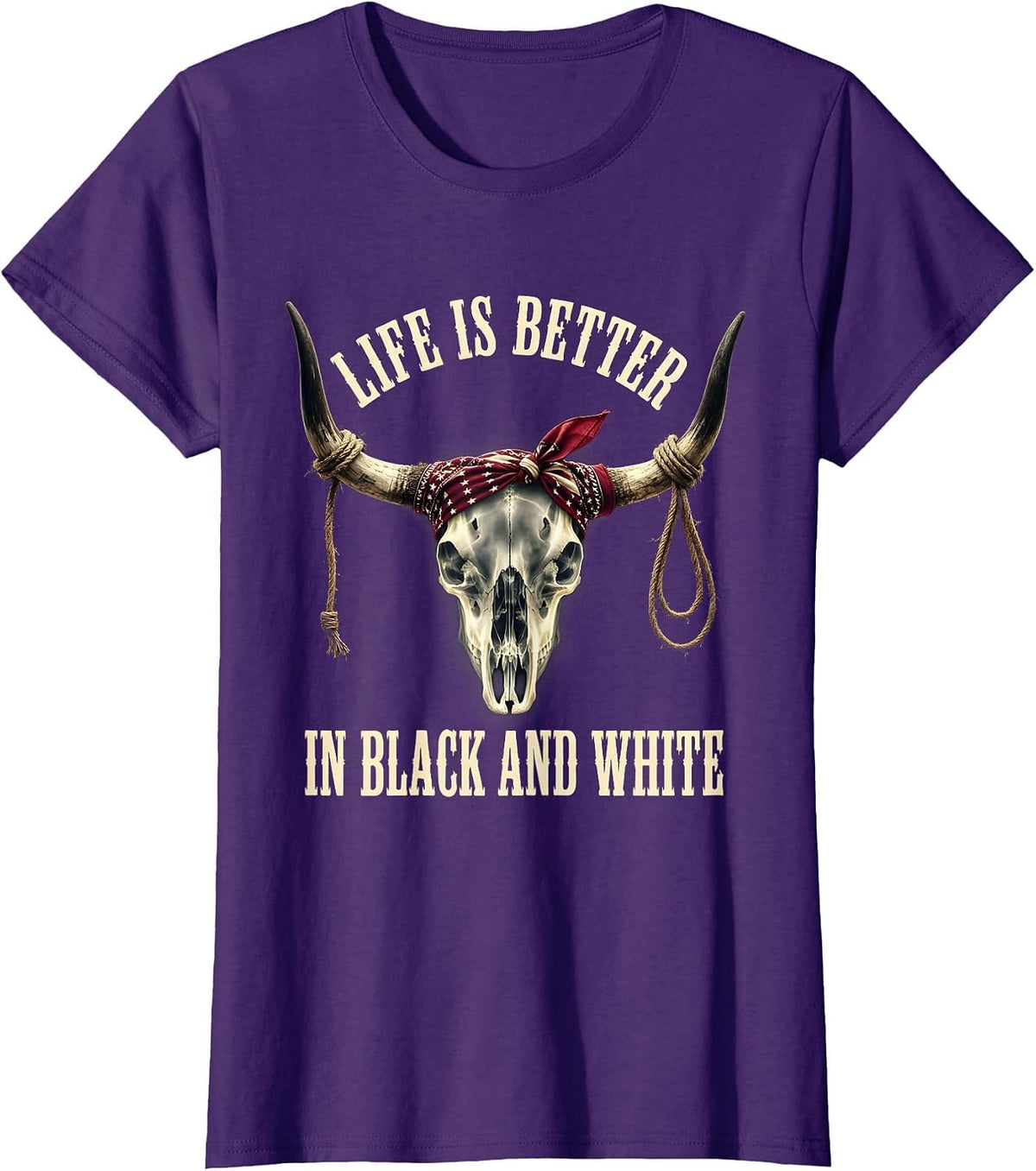 Women's Life Is Better In Black and White Radiology Design T-Shirt - Purple
