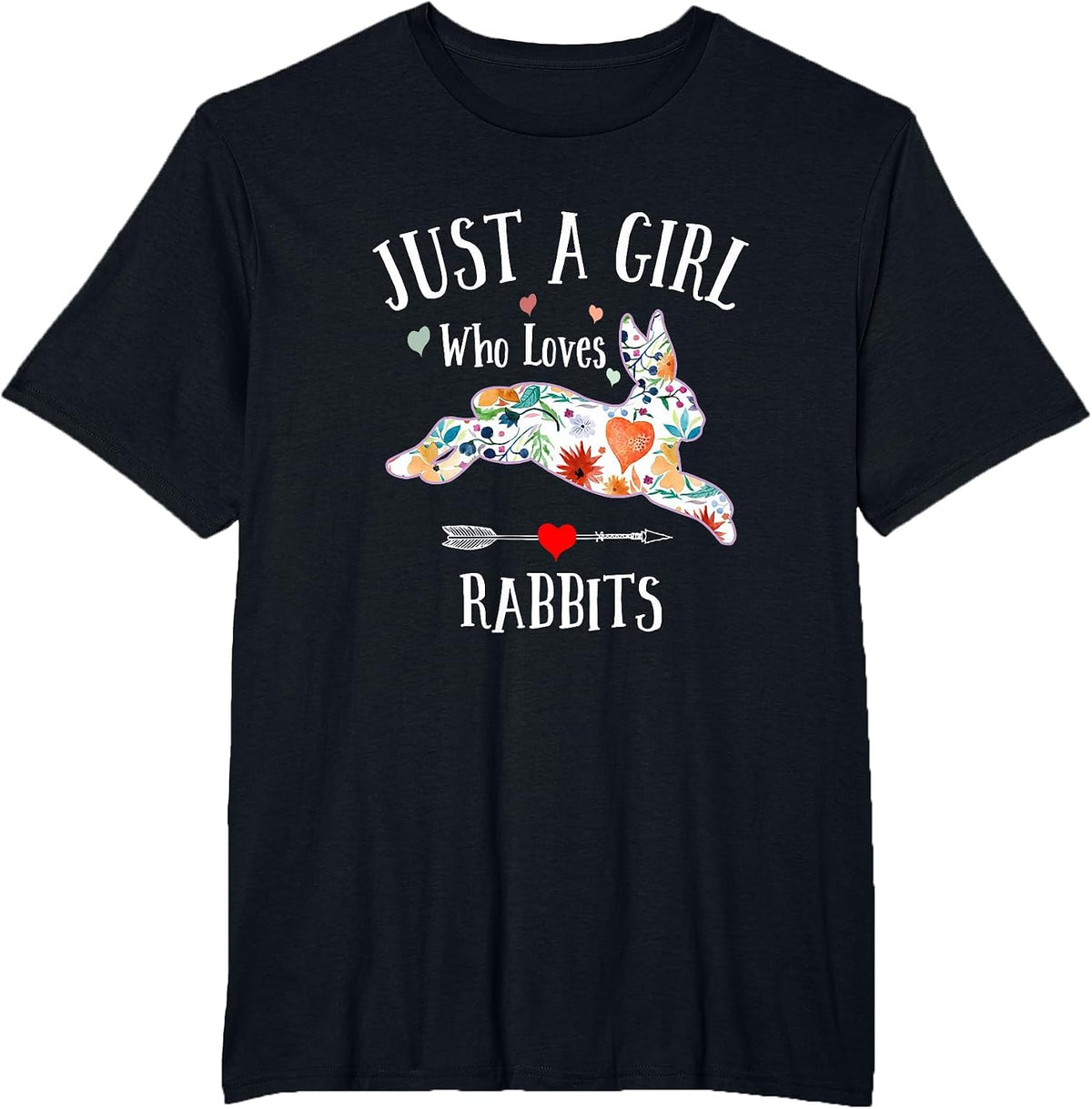 Just a Girl Who Loves Rabbits for Women Girls Teens T-Shirt - Black