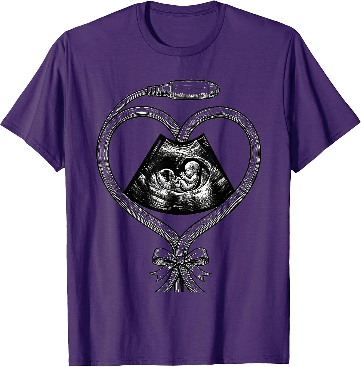Men's Ultrasound Heart Sonographer Valentine Candy Humor T-Shirt - Purple