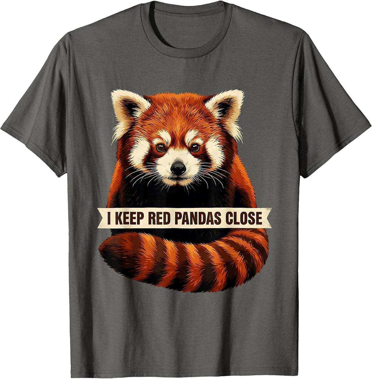Men's I Keep Red Pandas Close Funny Red Panda Lover Animal T-Shirt - Asphalt Grey