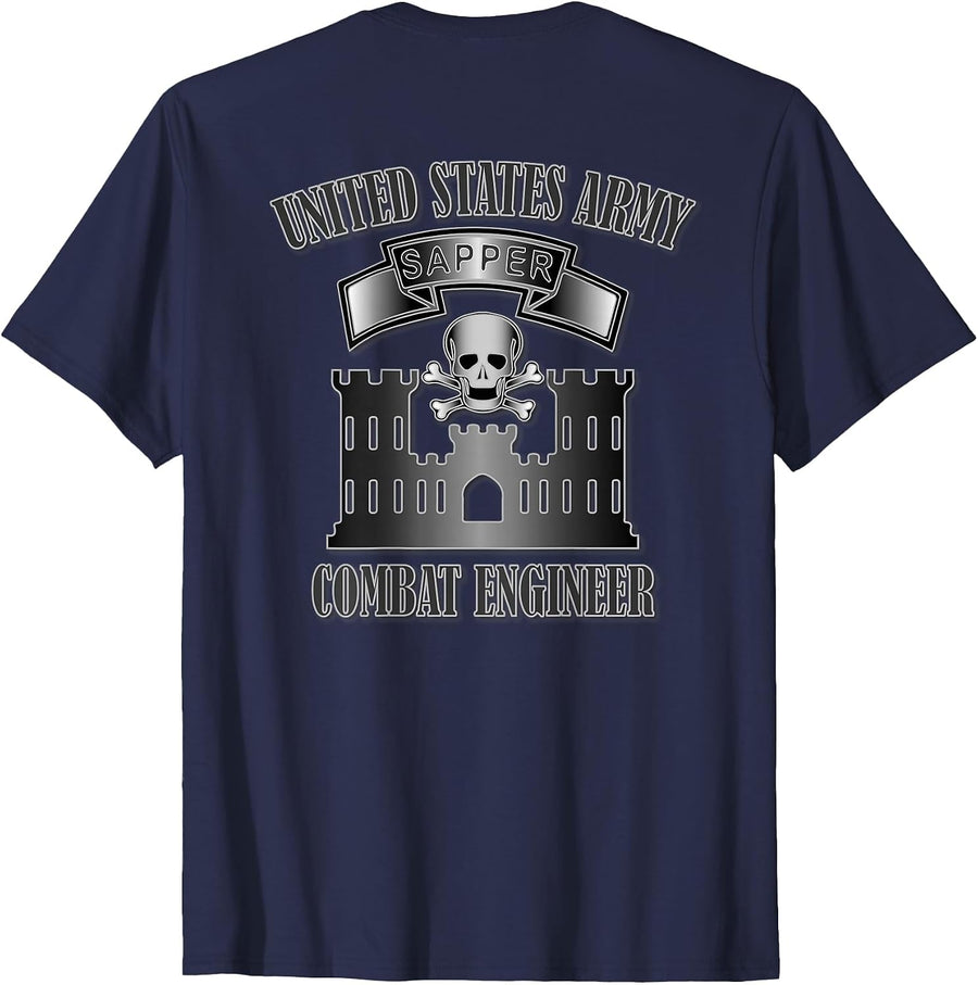 U.S. Army Sapper- Combat Engineer (Back Design) T-Shirt - Navy Blue