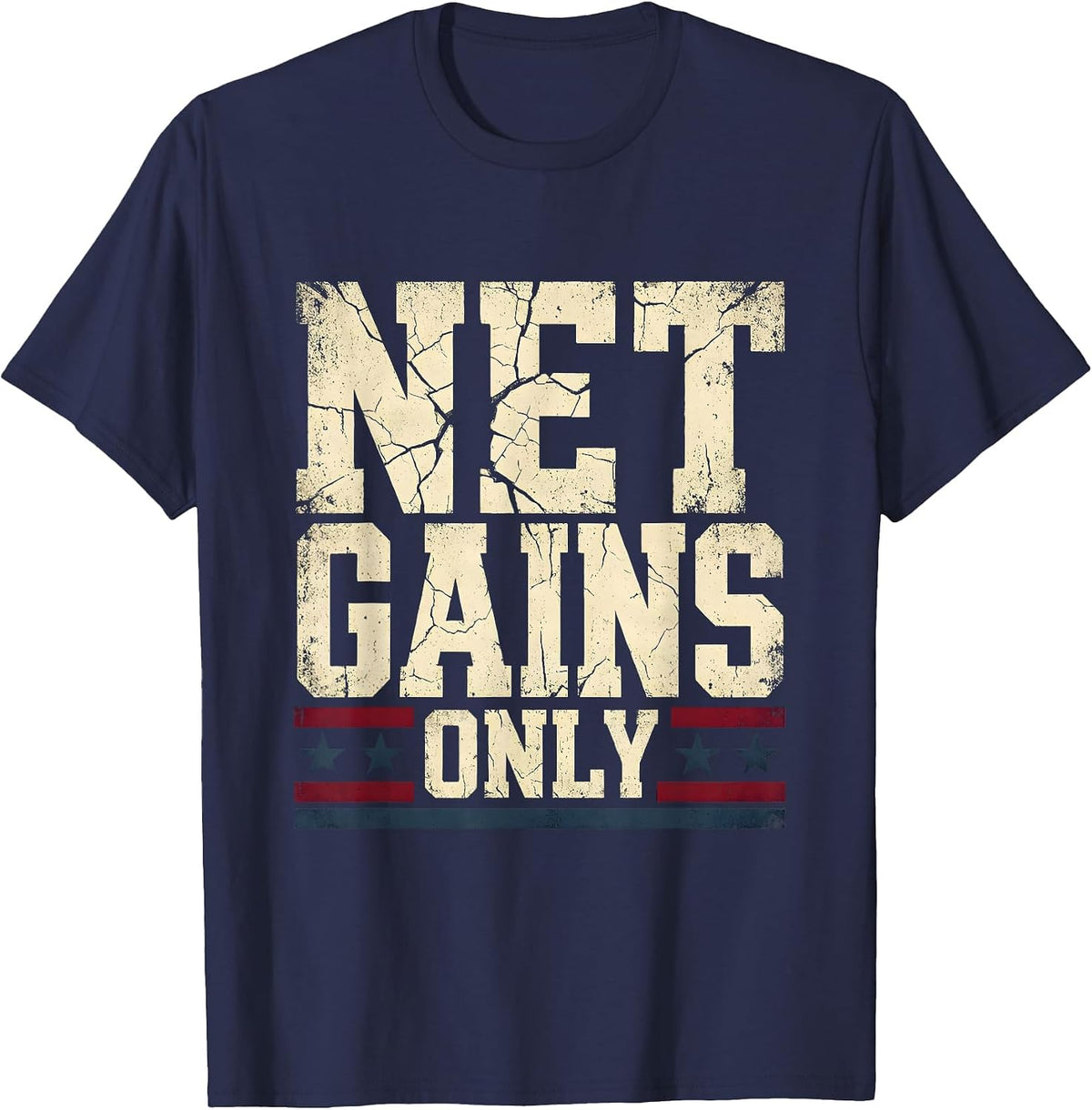 Net Gains Only Tennis Graphic Design T-Shirt - Navy Blue