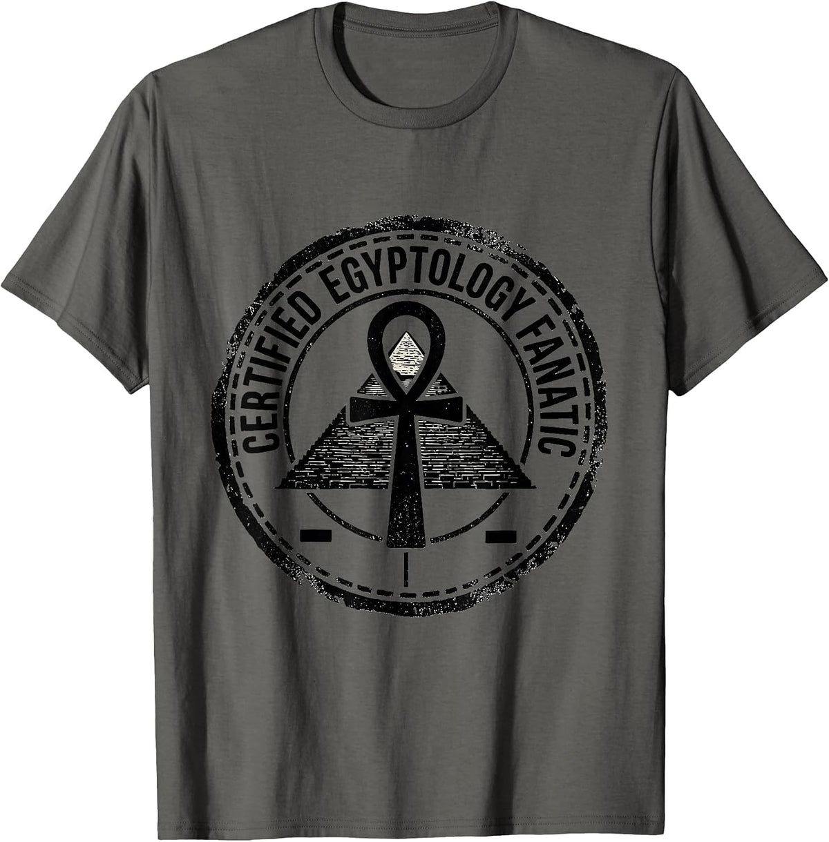 Men's Certified Egyptology Fanatic Funny History Teacher Rubber T-Shirt - Asphalt Grey
