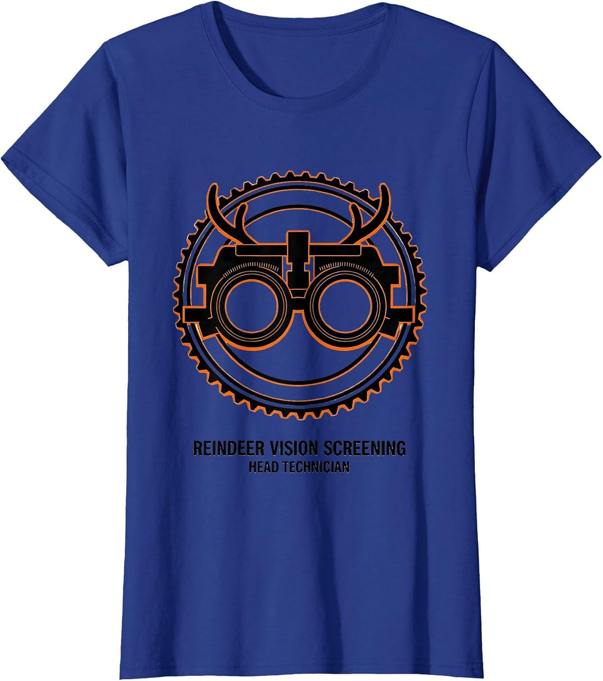Women's Reindeer Vision Screening, Head Technician Optometrist T-Shirt - Royal Blue