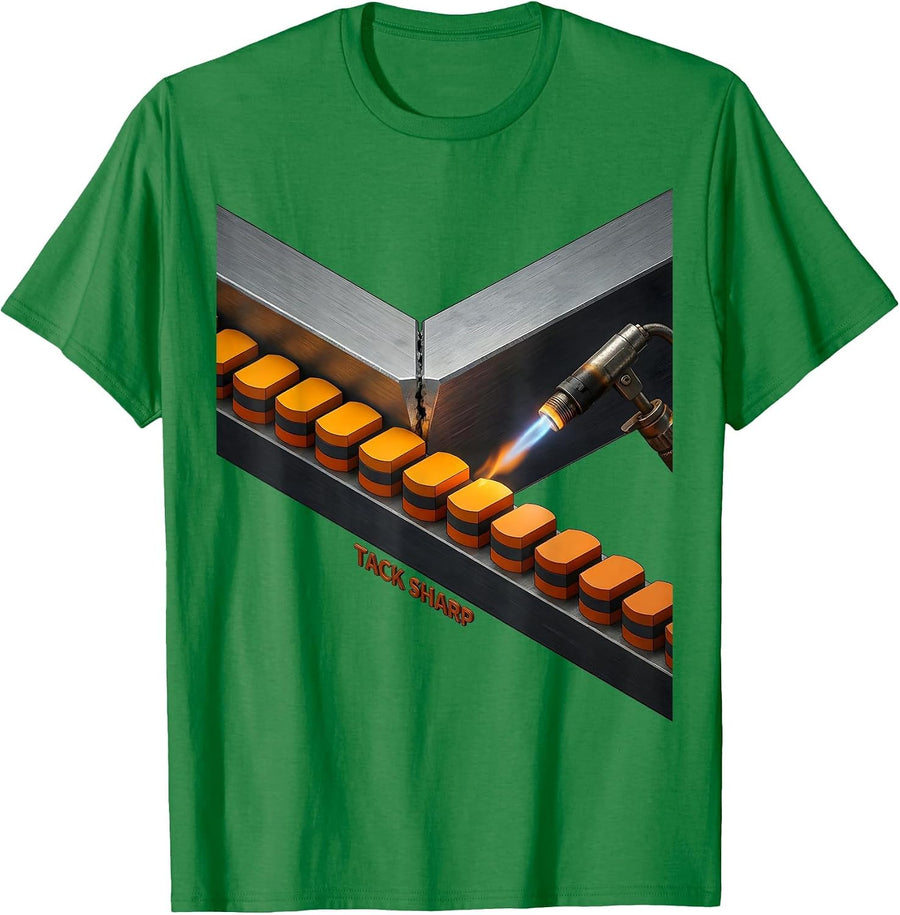 Men's Tack Sharp Isometric Vector Welder Trade Humor Metal Worker T-Shirt - Kelly Green