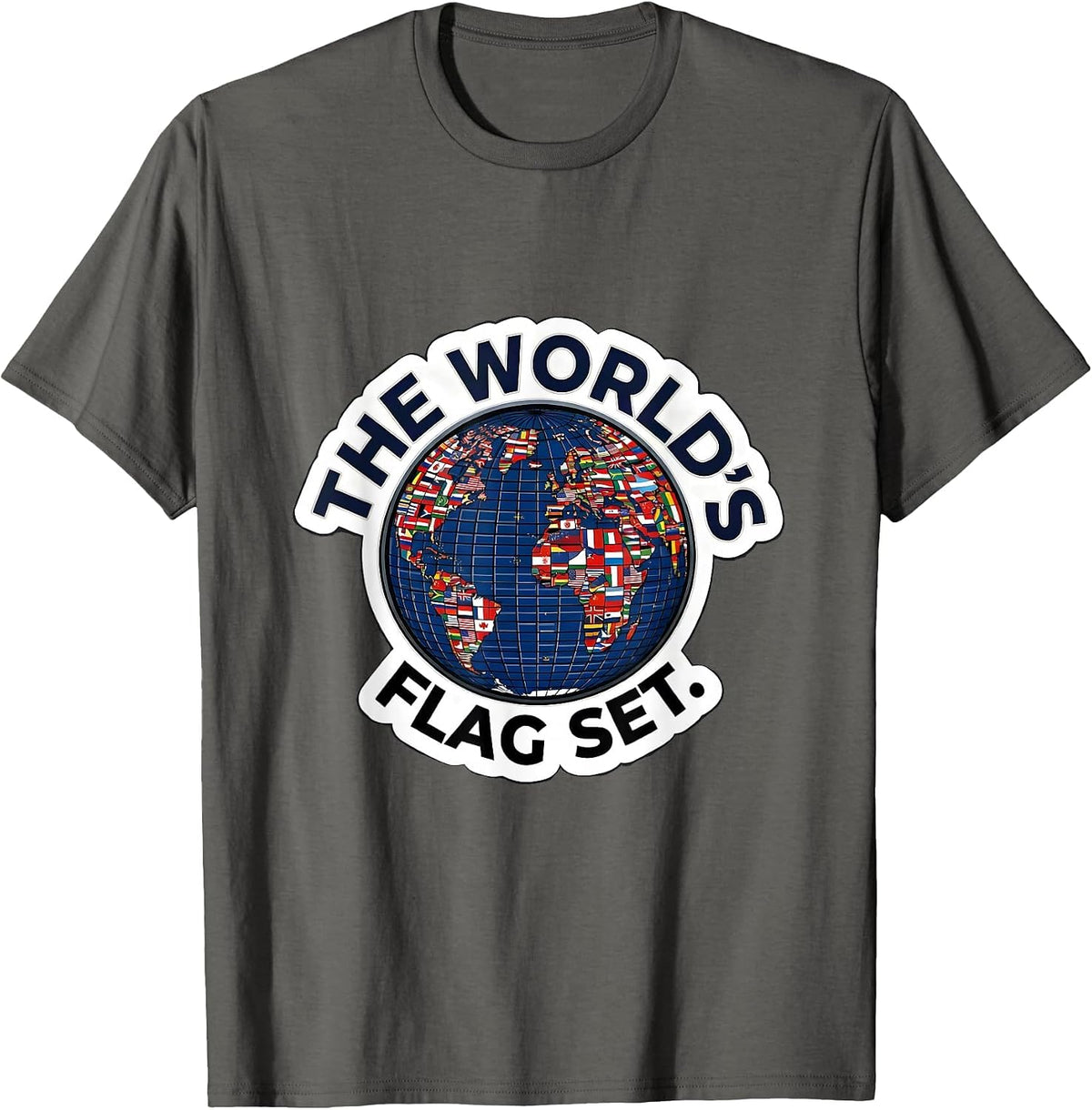 The World's Flag Set Geography Lover Travel Enthusiast T-Shirt - Asphalt Grey