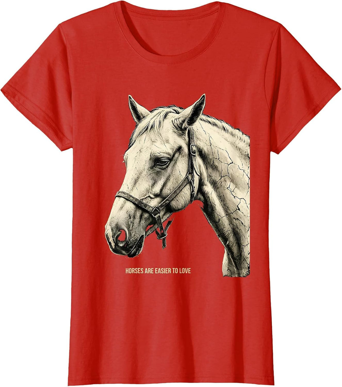 Women's Horses Are Easier To Love Funny Horse Lover Girl Boho T-Shirt - Red