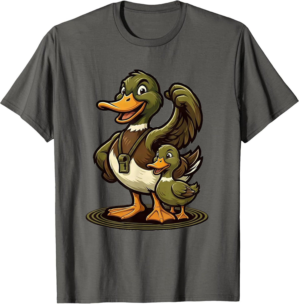 Mallard Mascot Duck Hunting Dad Camo Gift T-Shirt - Asphalt Grey