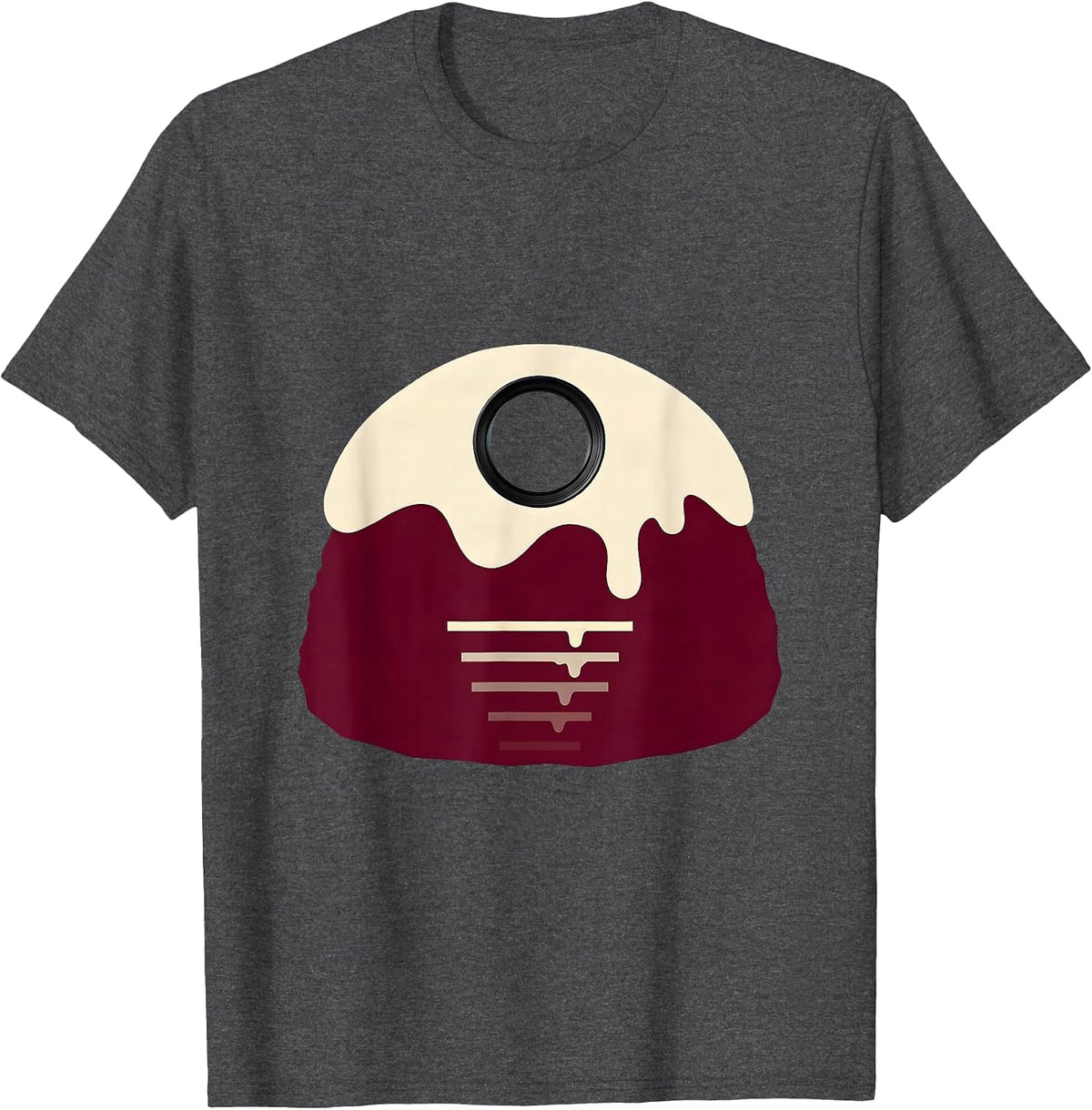 Christmas Pudding Minimalist Eye-Care Optometrist Humor T-Shirt - Dark Heather Grey