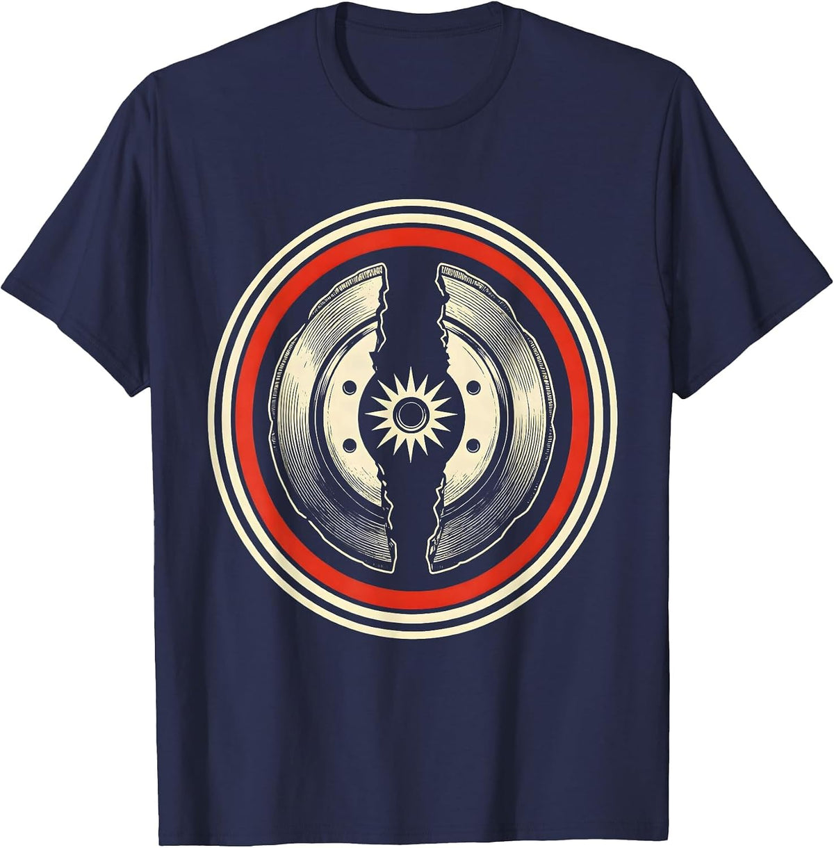Men's Valley Forge Automotive Revolutionary Drum Brake Art T-Shirt - Navy Blue