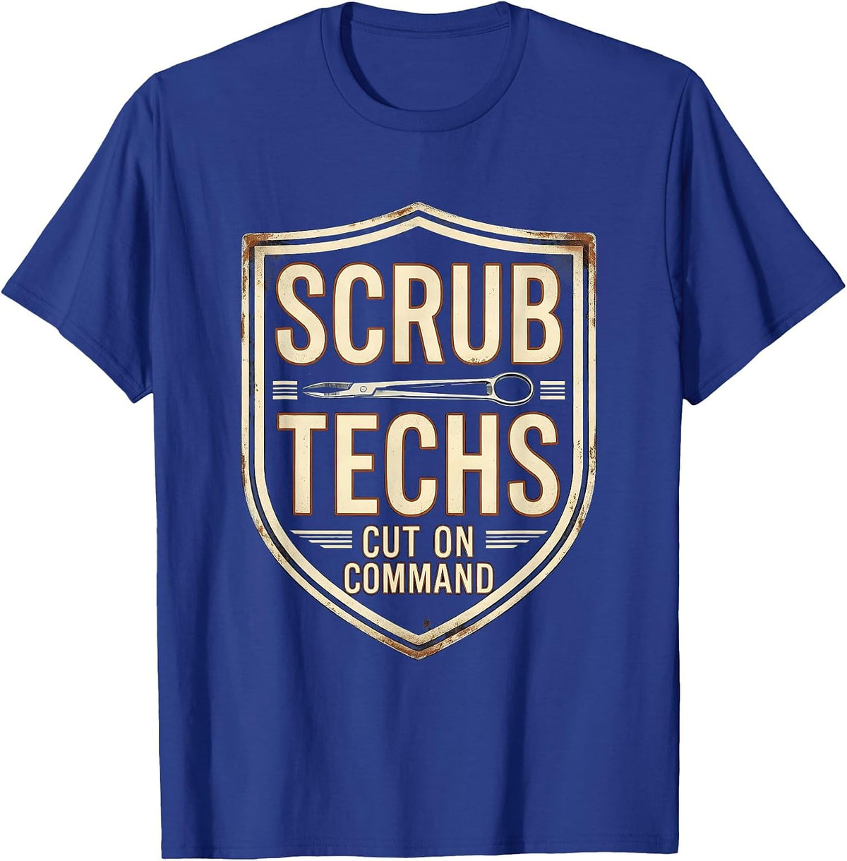 Men's Scrub Techs Cut On Command Vintage Surgical Tech Humor T-Shirt - Royal Blue