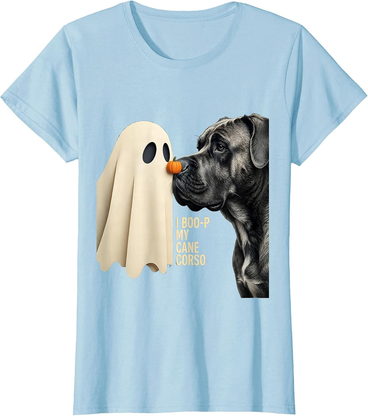 I Boo-p My Cane Corso Funny Dog Mom Halloween Ghost Dog T-Shirt - Baby Blue