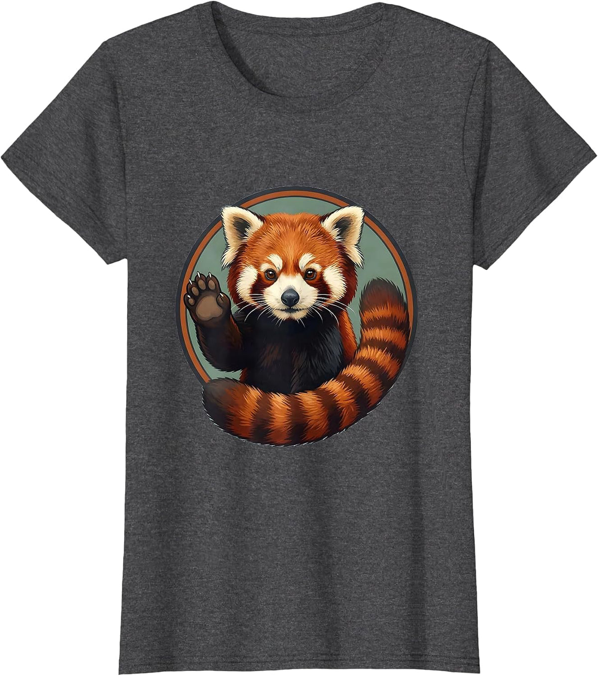 Women's Red Panda Circle Badge Cute Animal Lover Gift T-Shirt - Dark Heather Grey