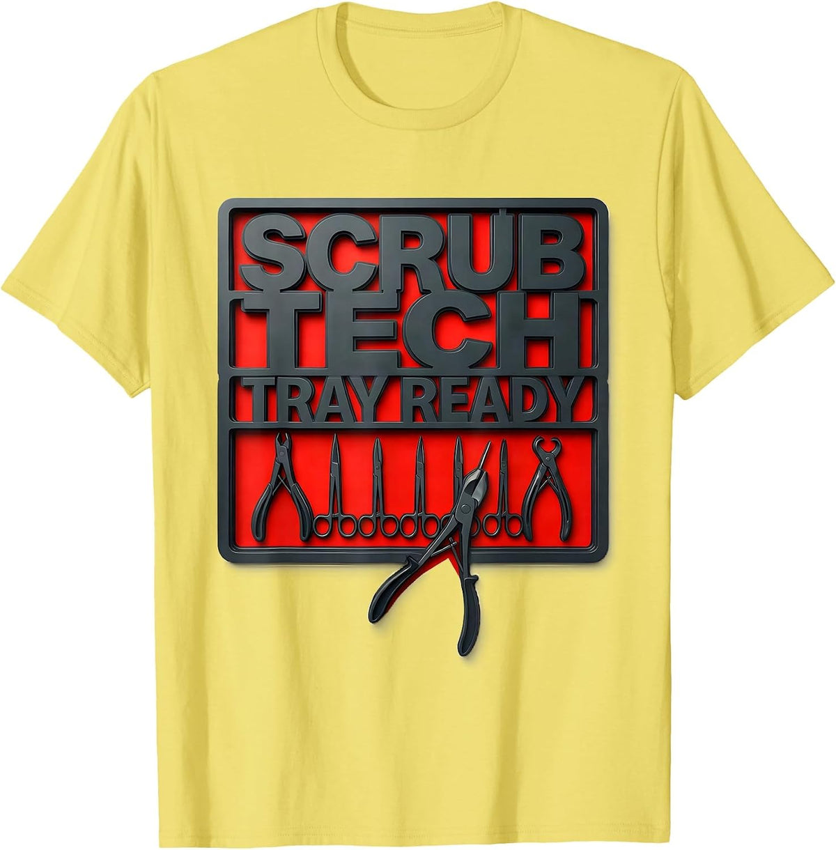 Men's Scrub Tech Tray Ready Stencil Graphic Surgical Tech T-Shirt - Lemon Yellow