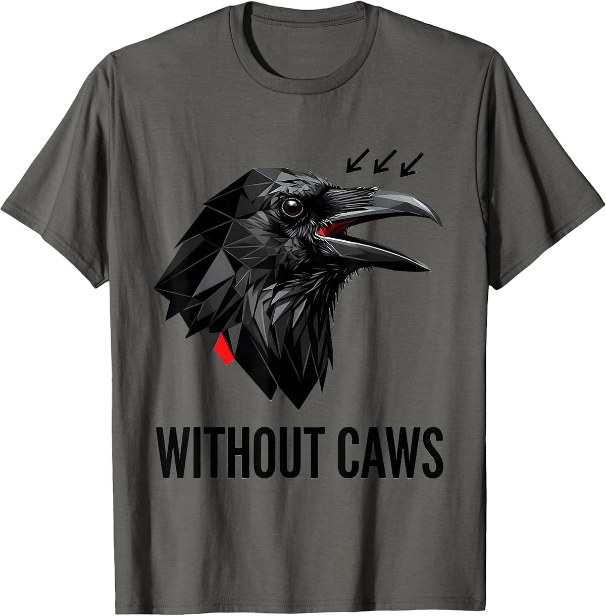 Men's Without Caws Geometric Dark Humor Crow Raven Lover T-Shirt - Asphalt Grey