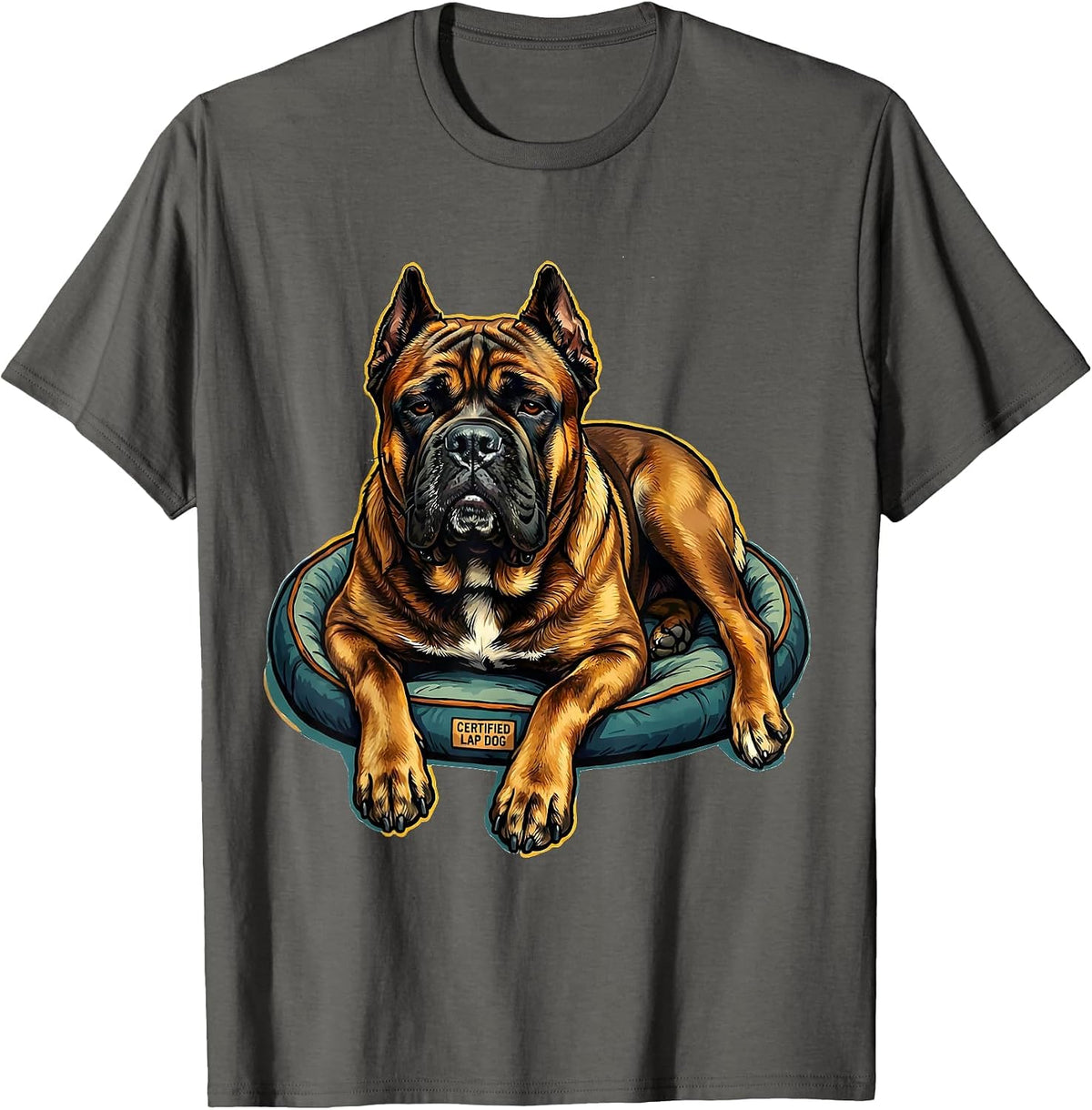 Certified Lap Dog Funny Cane Corso Dog Owner Humor T-Shirt - Asphalt Grey