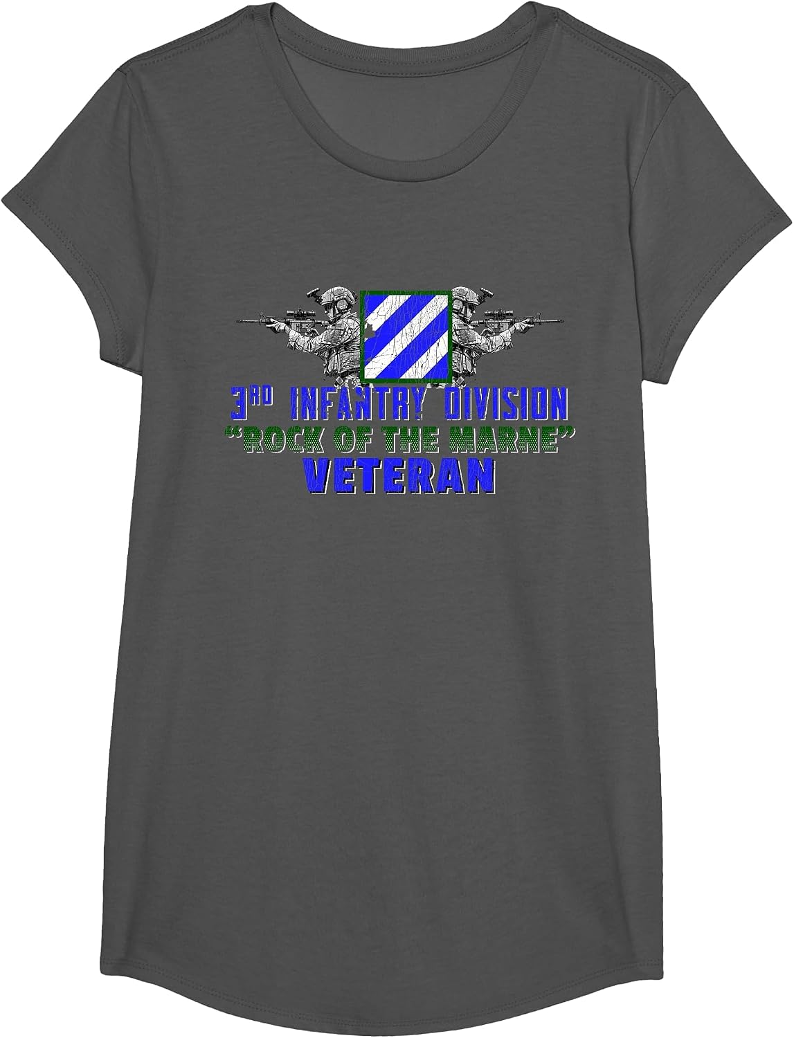 3rd Infantry Division 3ID Rock of the Marne Fort Stewart T-Shirt - Girls Asphalt Grey