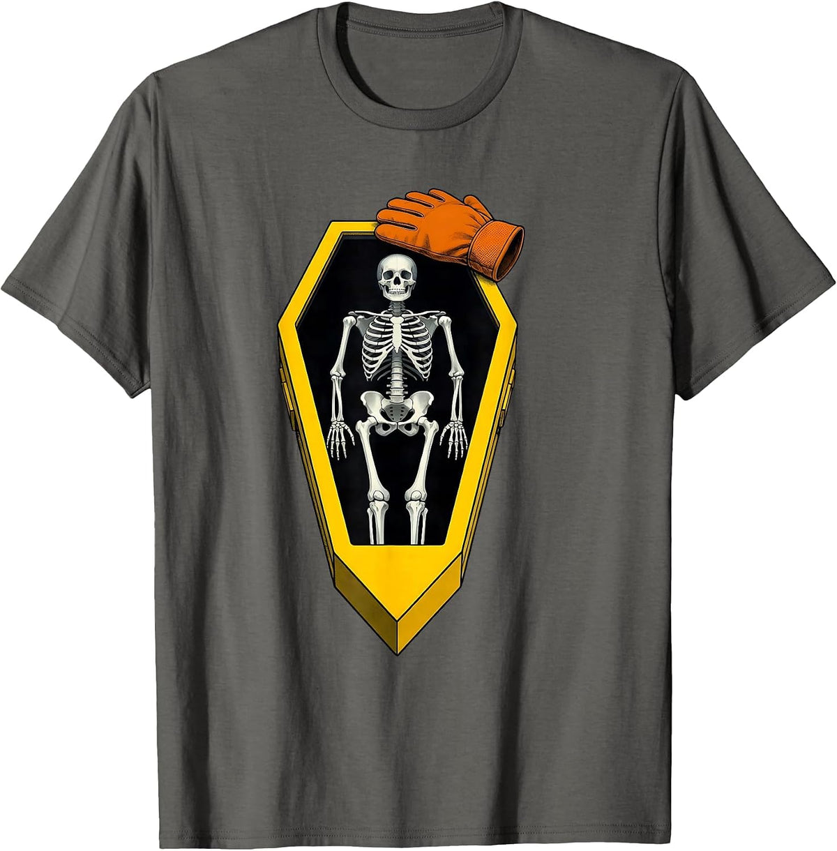 Men's Radiographic Coffin Skeleton Halloween Radiology Tech T-Shirt - Asphalt Grey