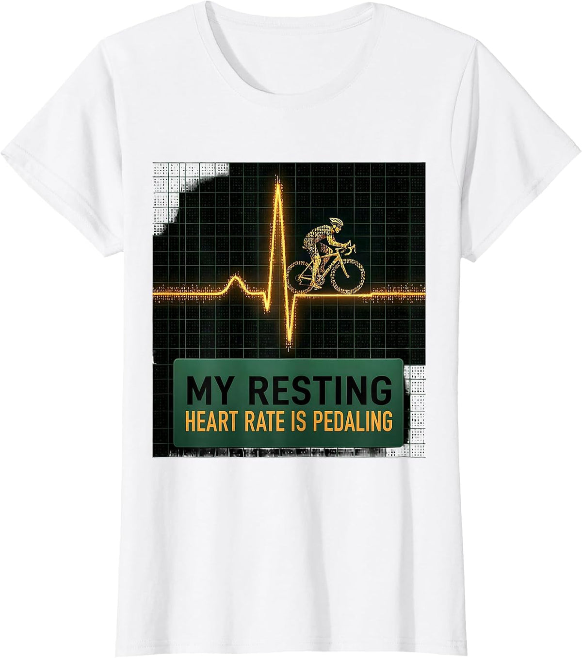 My Resting Heart Rate Is Pedaling Vintage Cyclist Bike Pulse T-Shirt - White