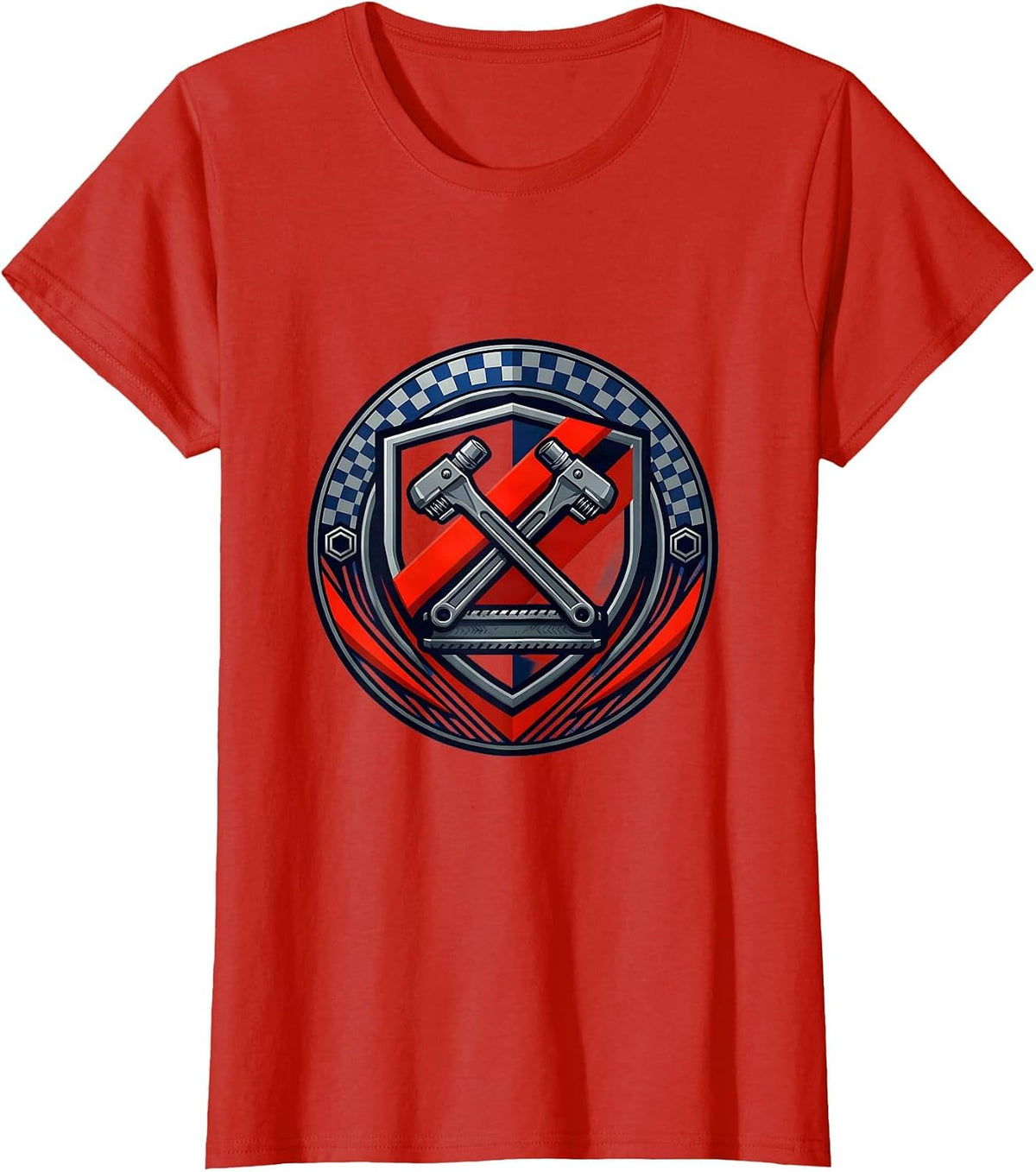 Pit Crew Crossed Air Wrenches and Tire Iron T-Shirt - Red