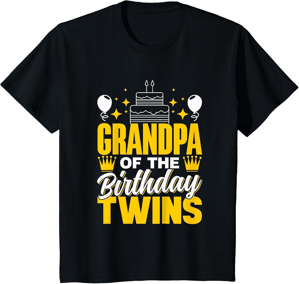 Grandpa of The Birthday Twins Celebrate Cute Twin Granddad T-Shirt - Black