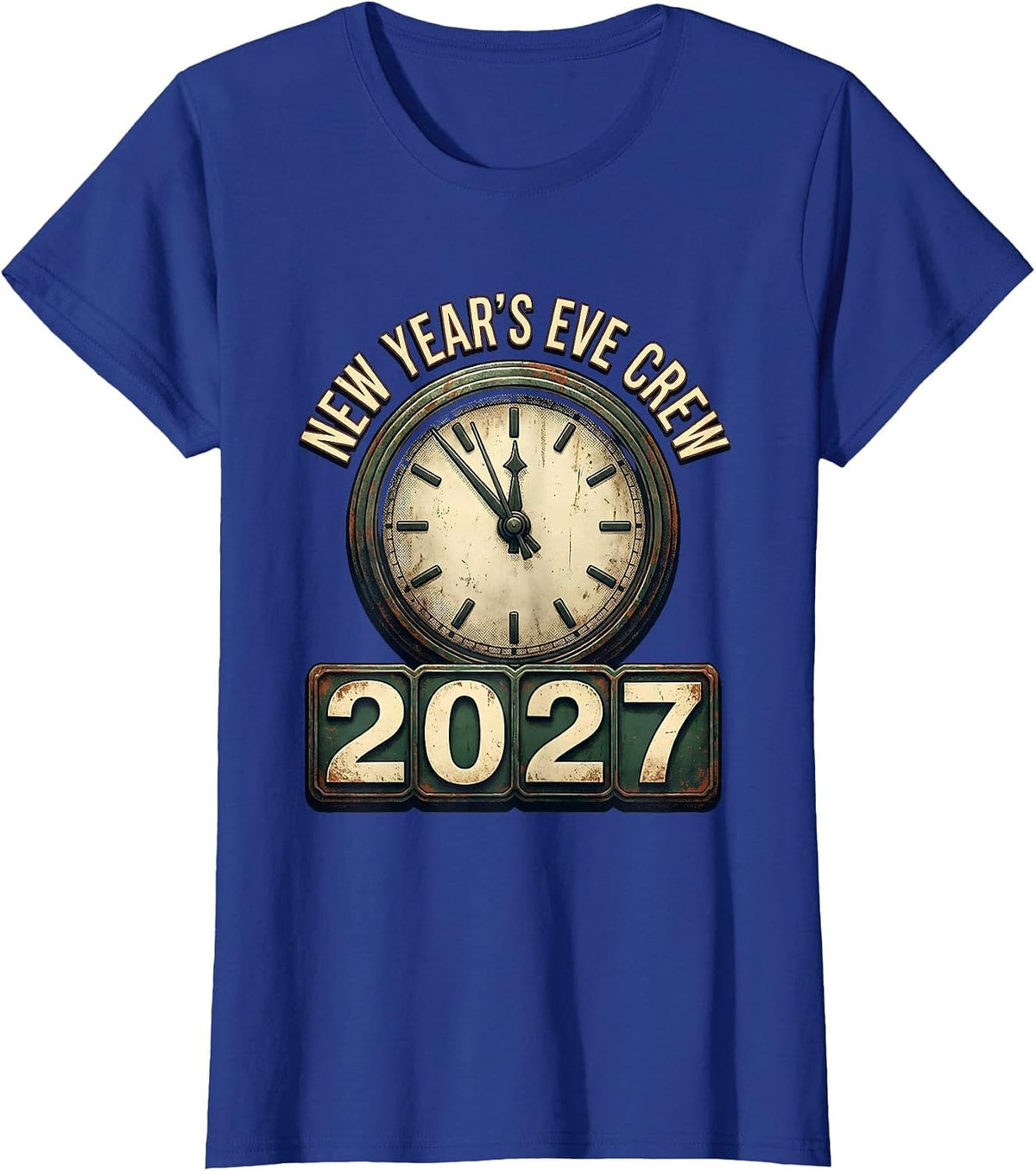Women's New Year's Eve Crew 2027 Vintage Family Matching Holiday T-Shirt - Royal Blue