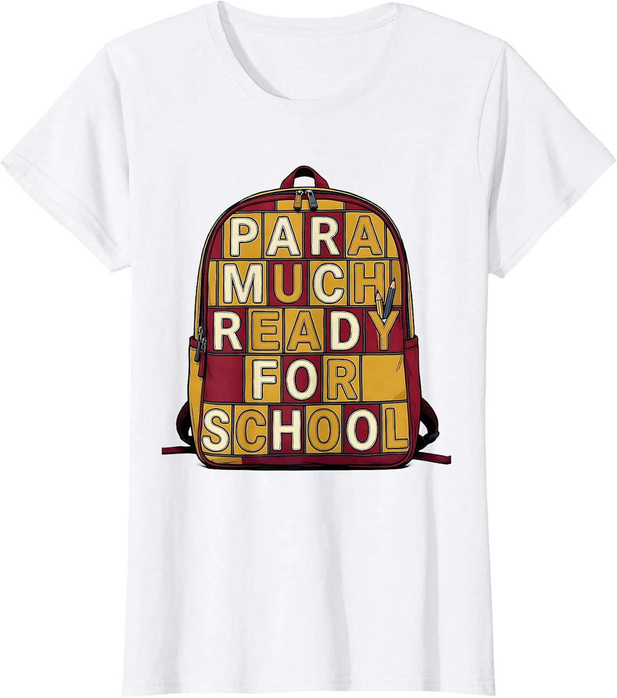 Women's Para Much Ready For School Bold Rounded Paraeducator Back T-Shirt - White