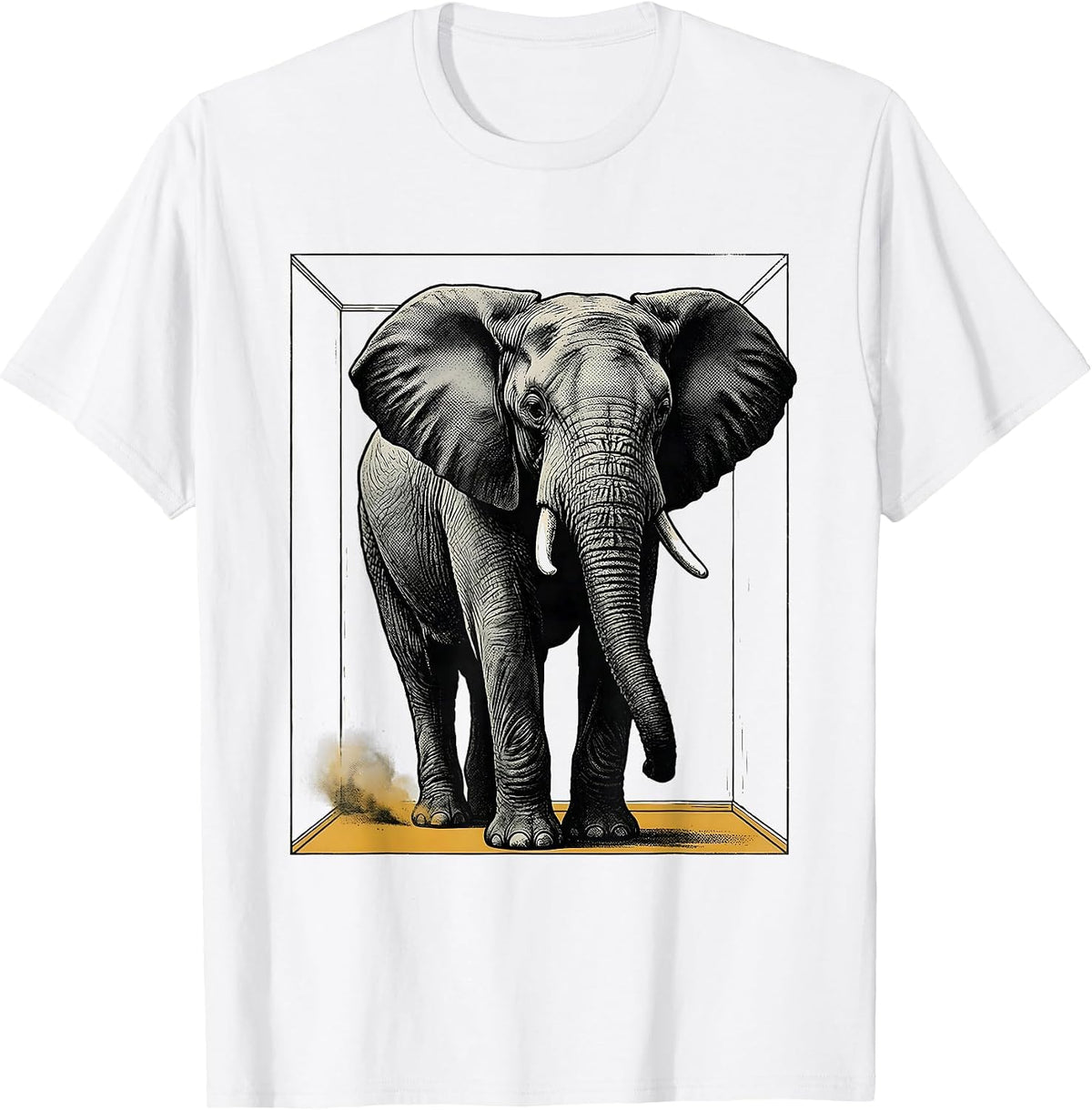Men's Elephant Screenprint Poster Animal Lover Humor T-Shirt - White