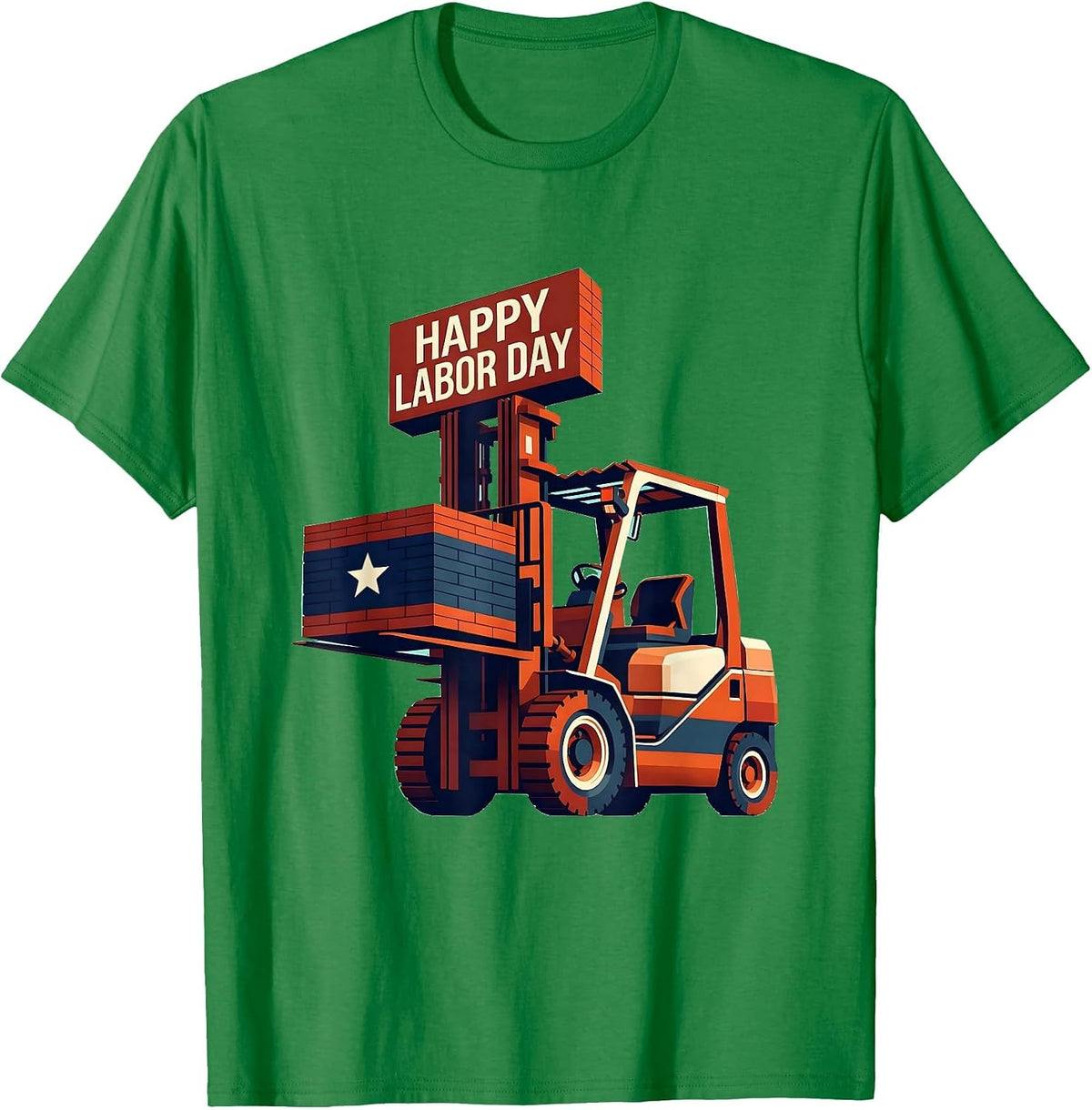 Men's Happy Labor Day Midcentury Modern Patriotic Union Worker T-Shirt - Kelly Green