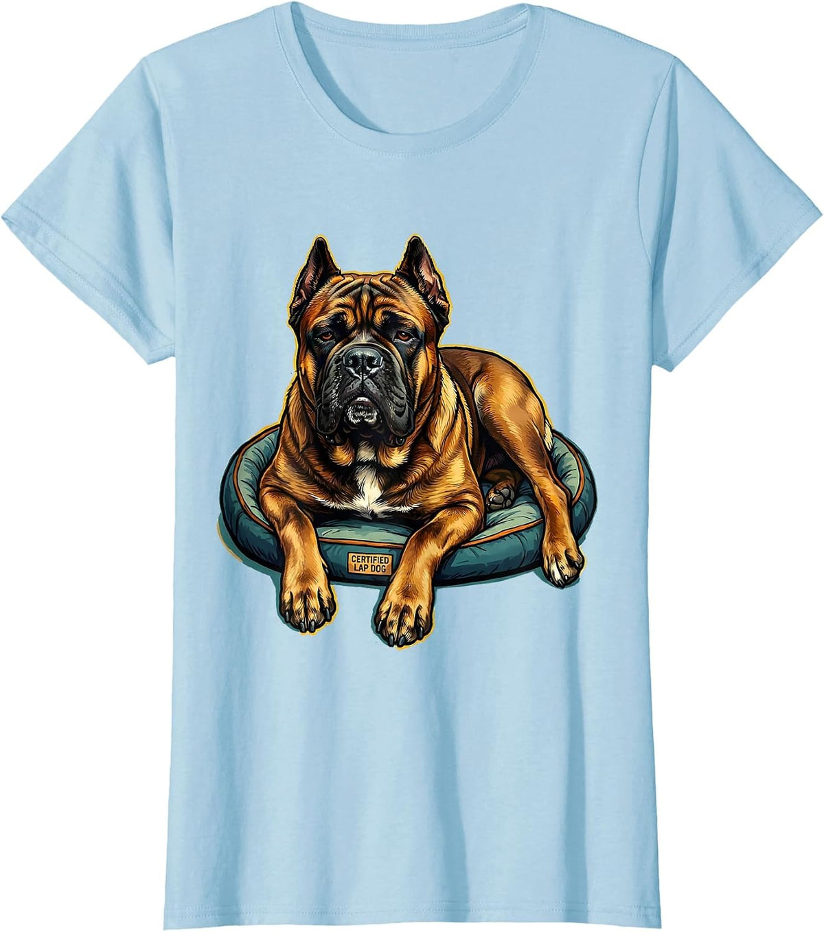 Certified Lap Dog Funny Cane Corso Dog Owner Humor T-Shirt - Baby Blue