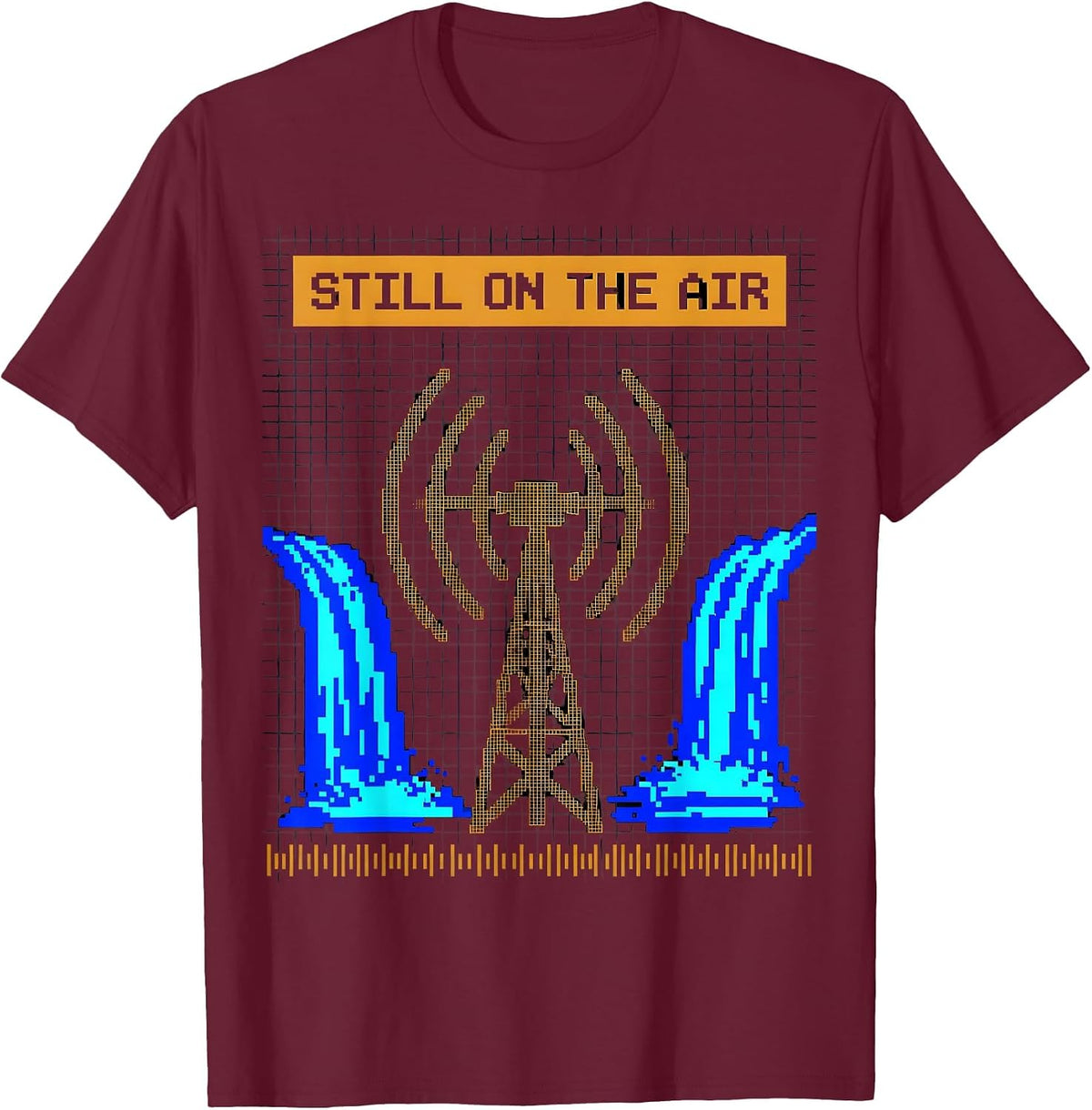 Still On The Air Funny Ham Radio Operator Pixel Art T-Shirt - Burgundy