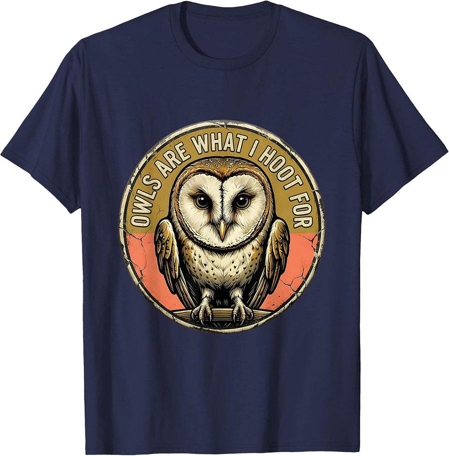 Owls Are What I Hoot For Distressed Vintage Owl Bird Lover T-Shirt - Navy Blue