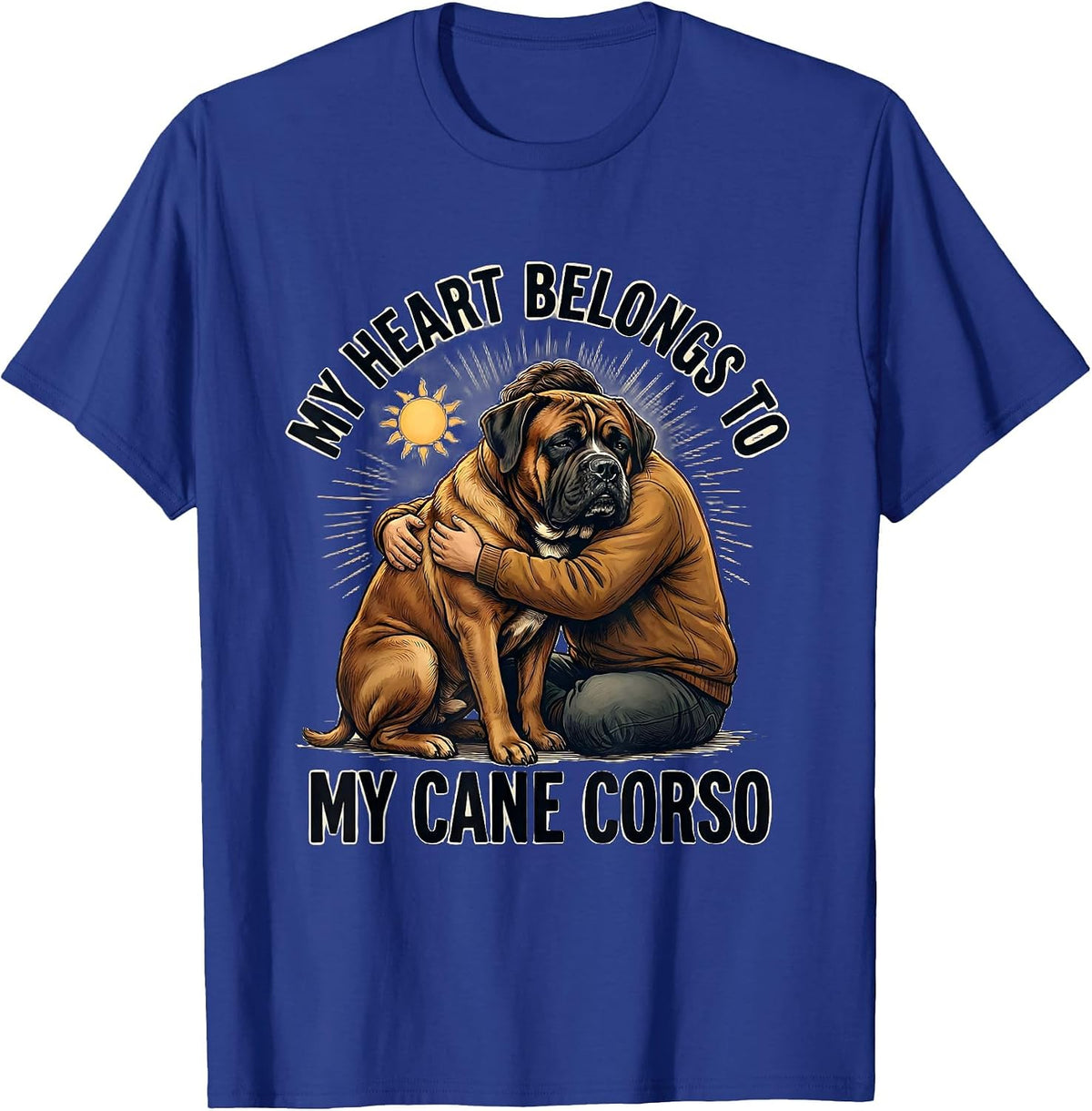 My Heart Belongs To My Cane Corso Funny Dog Owner Breed T-Shirt - Royal Blue