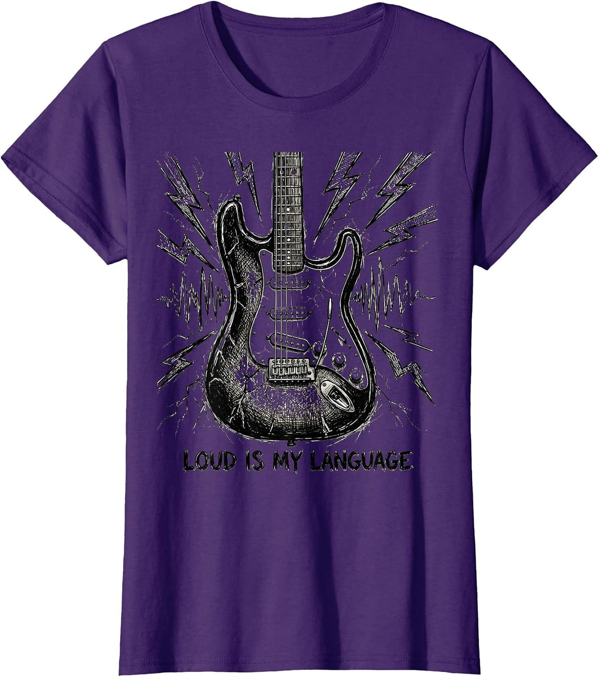 Women's Loud Is My Language Heavy Metal Design T-Shirt - Purple