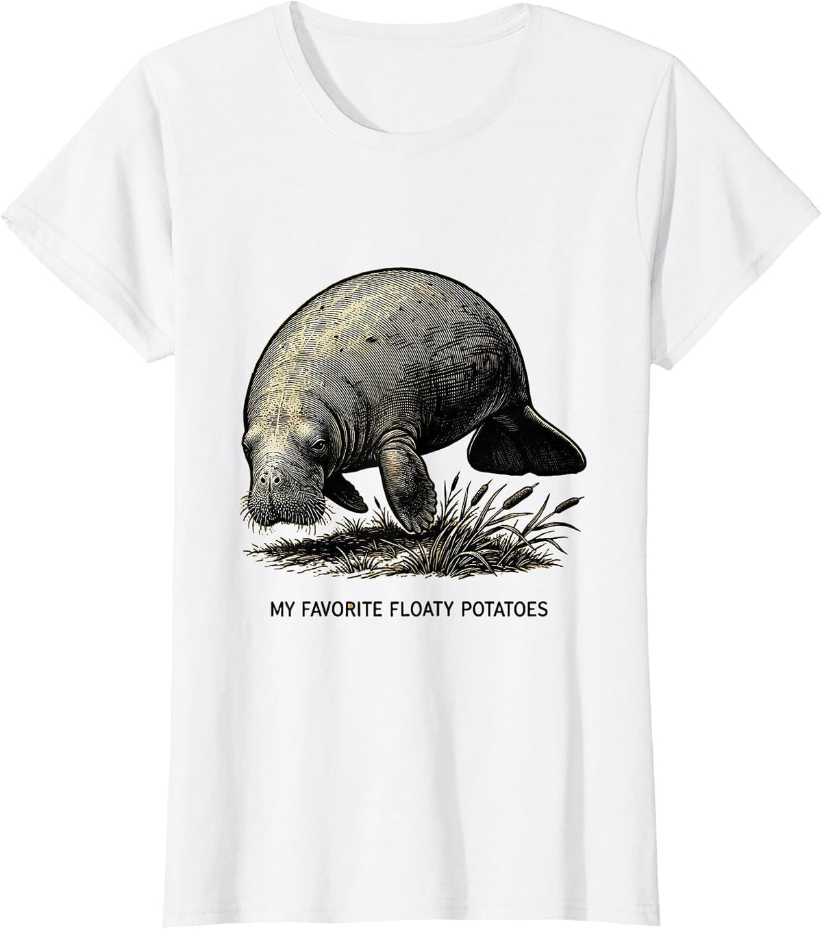 My Favorite Floaty Potatoes Funny Manatee Lover Conservation T-Shirt - White
