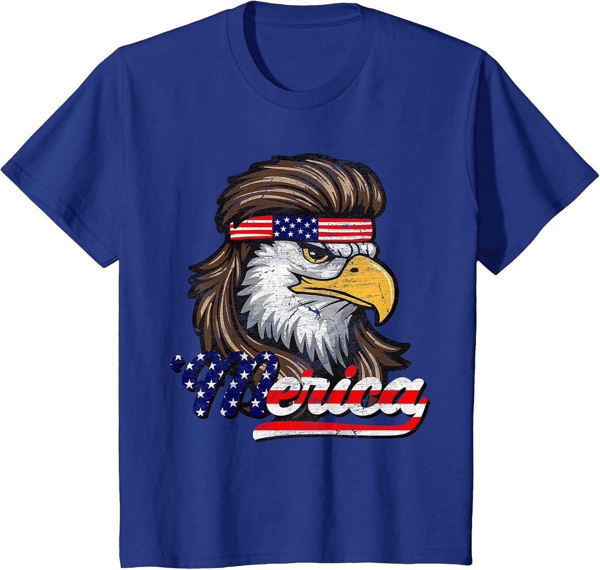 4th of July Merica USA Flag Eagle Patriotic Men Women Kids T-Shirt - Royal Blue