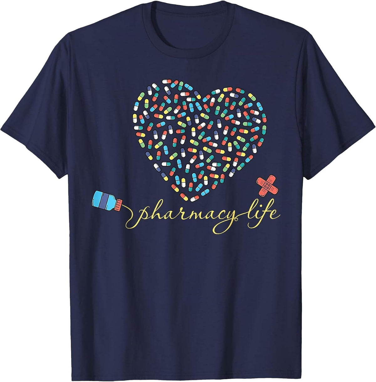 Pharmacist Life Pharmaceutical Heart Pharmacy Technician T-Shirt - Navy Blue