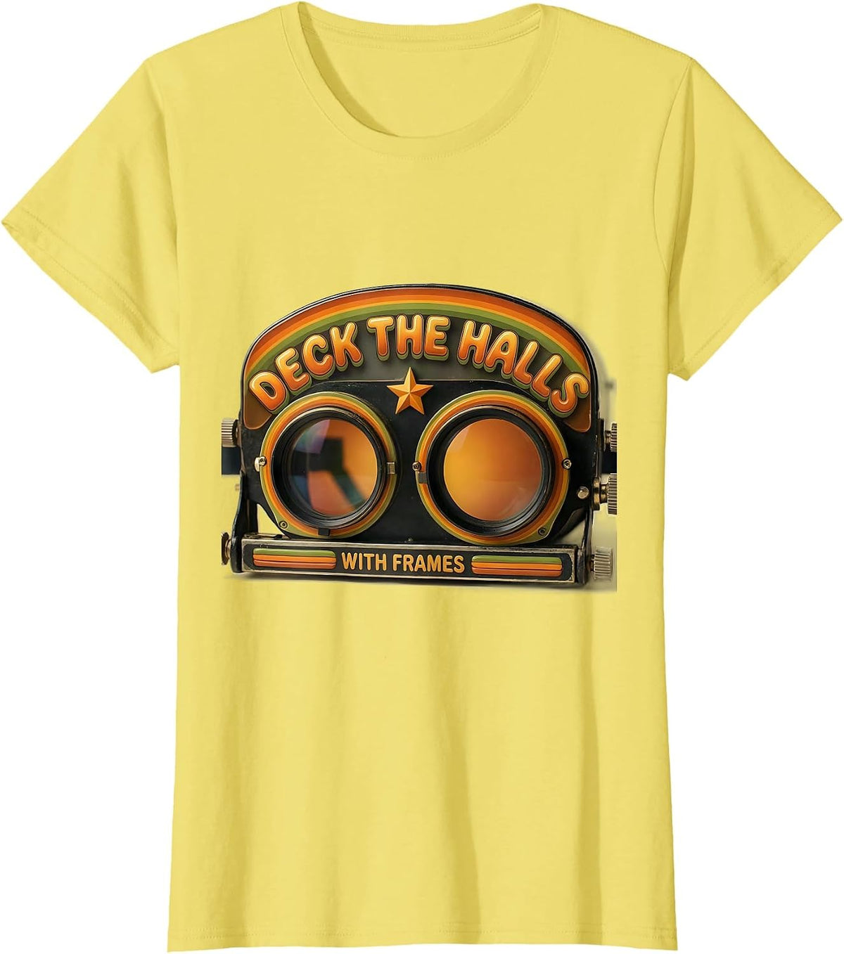 Deck The Halls With Frames Retro Vintage Optometrist T-Shirt - Lemon Yellow