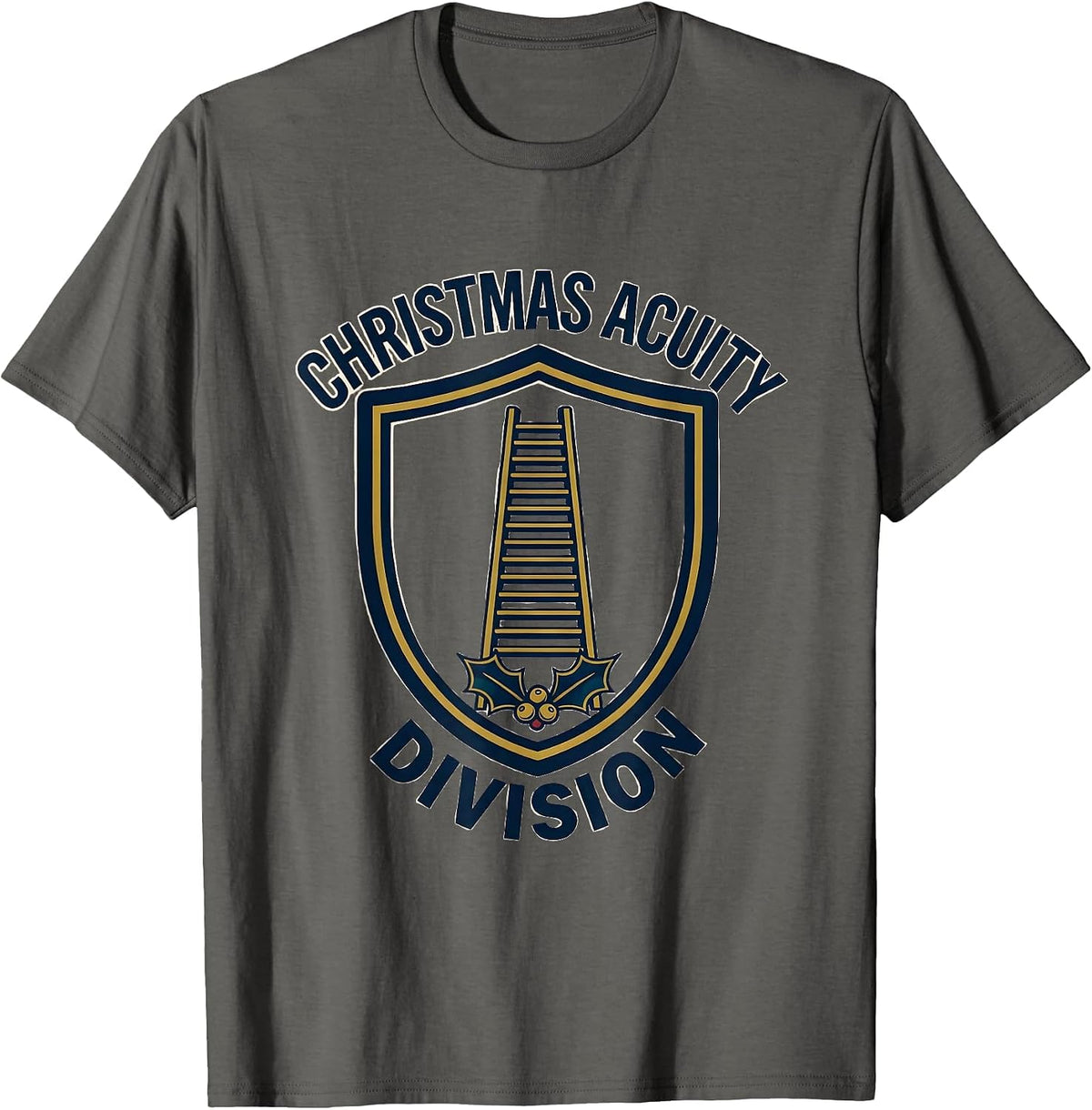 Men's Christmas Acuity Division Emblem Optometrist Eye Doctor T-Shirt - Asphalt Grey